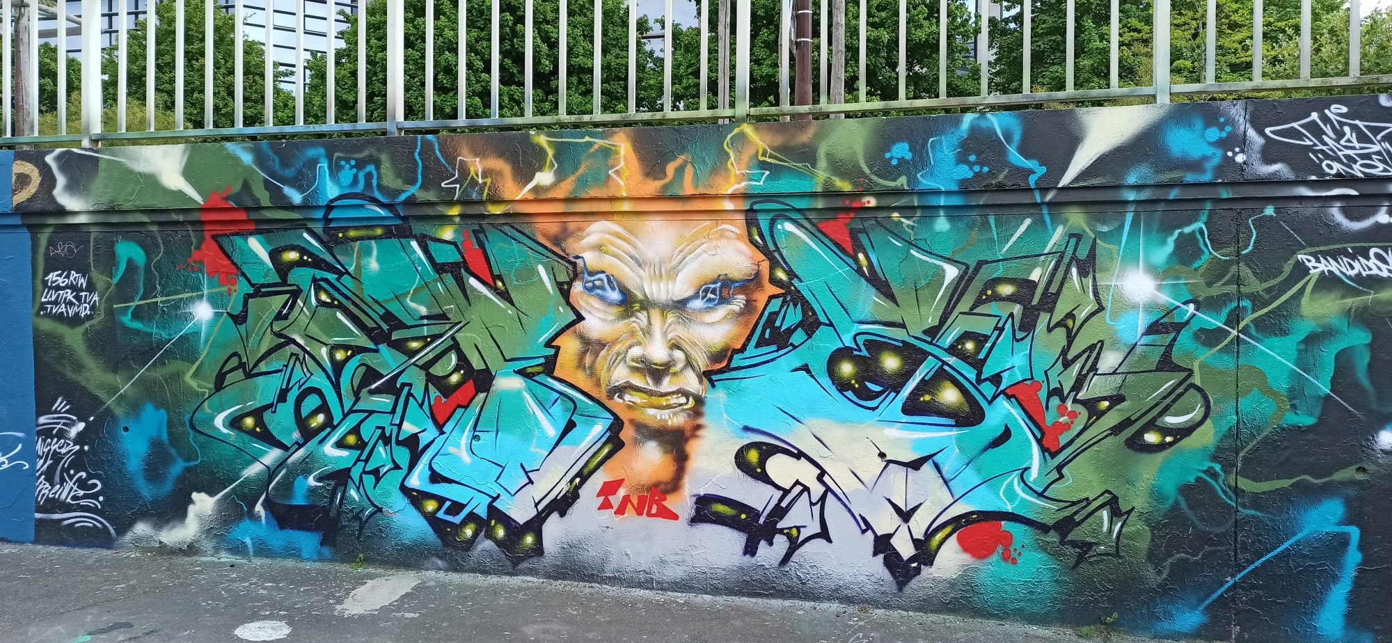 Flaming Face Wild-Style — Street art in Nantes