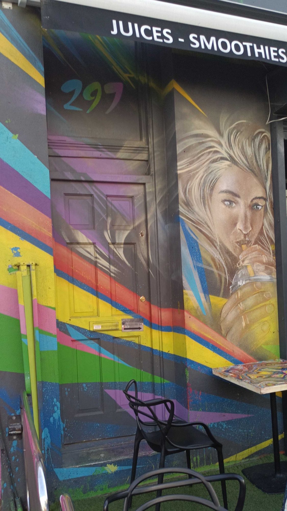 Portrait with Geometric Stripes — Street art in London