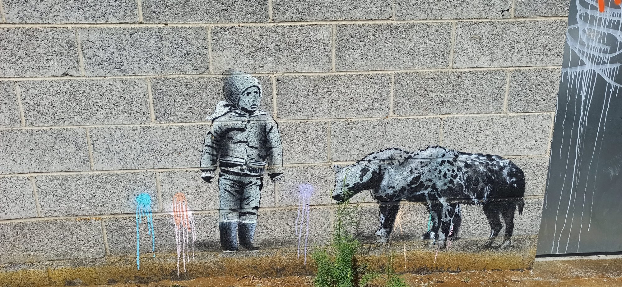Enfant astronaute et hyène à Roubaix — Street art à Roubaix