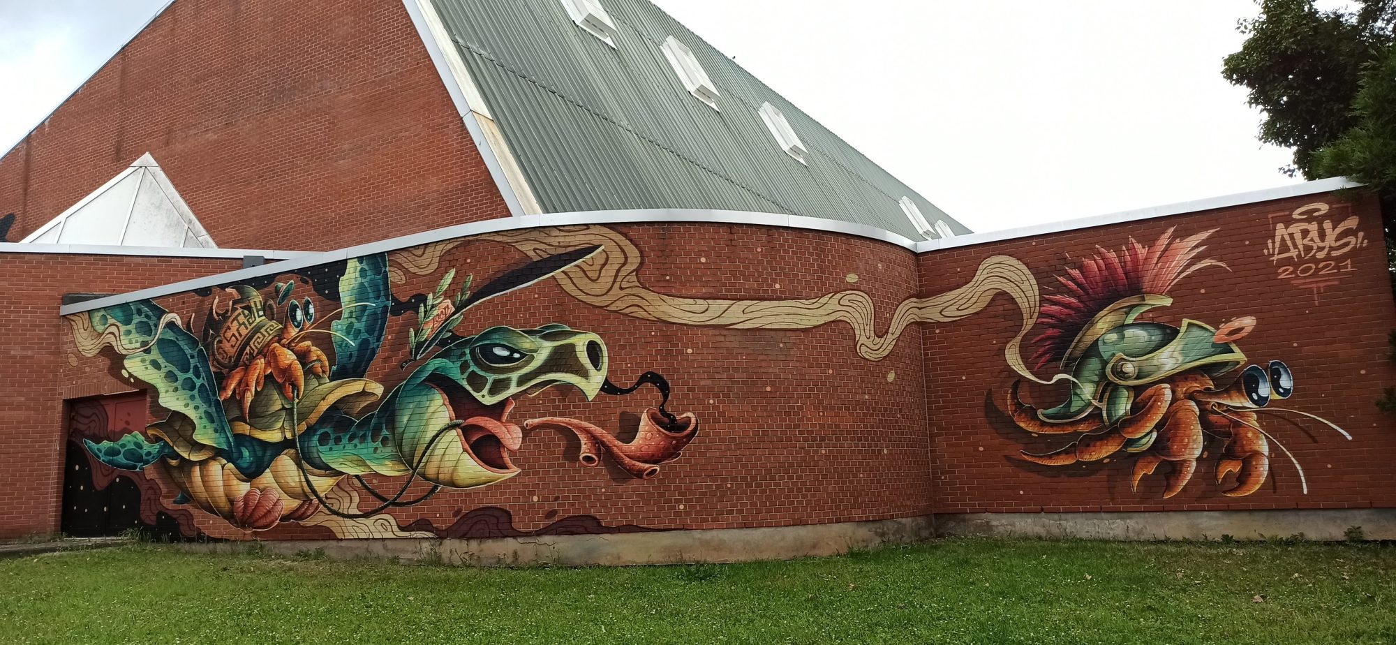 Sea Turtle and Hermit Crab by Abys — Street art by Abys in Roubaix