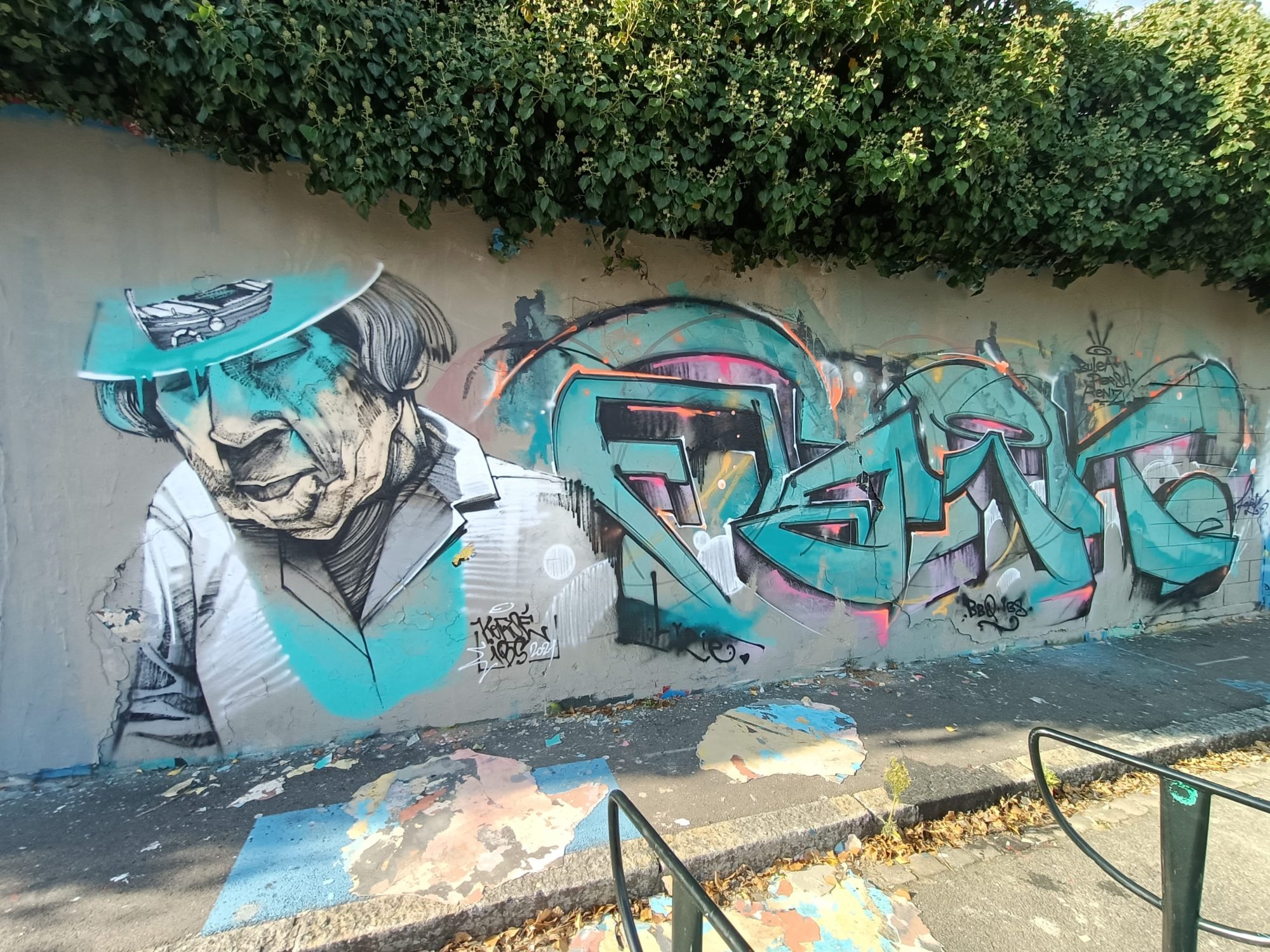 Portrait et lettrage par Kafé Korsé — Street art de Kafé Korsé à Nantes