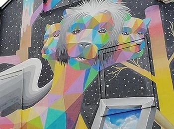 Geometric Lion of Saint Mark, Okuda — Street art by Okuda San Miguel in Angers