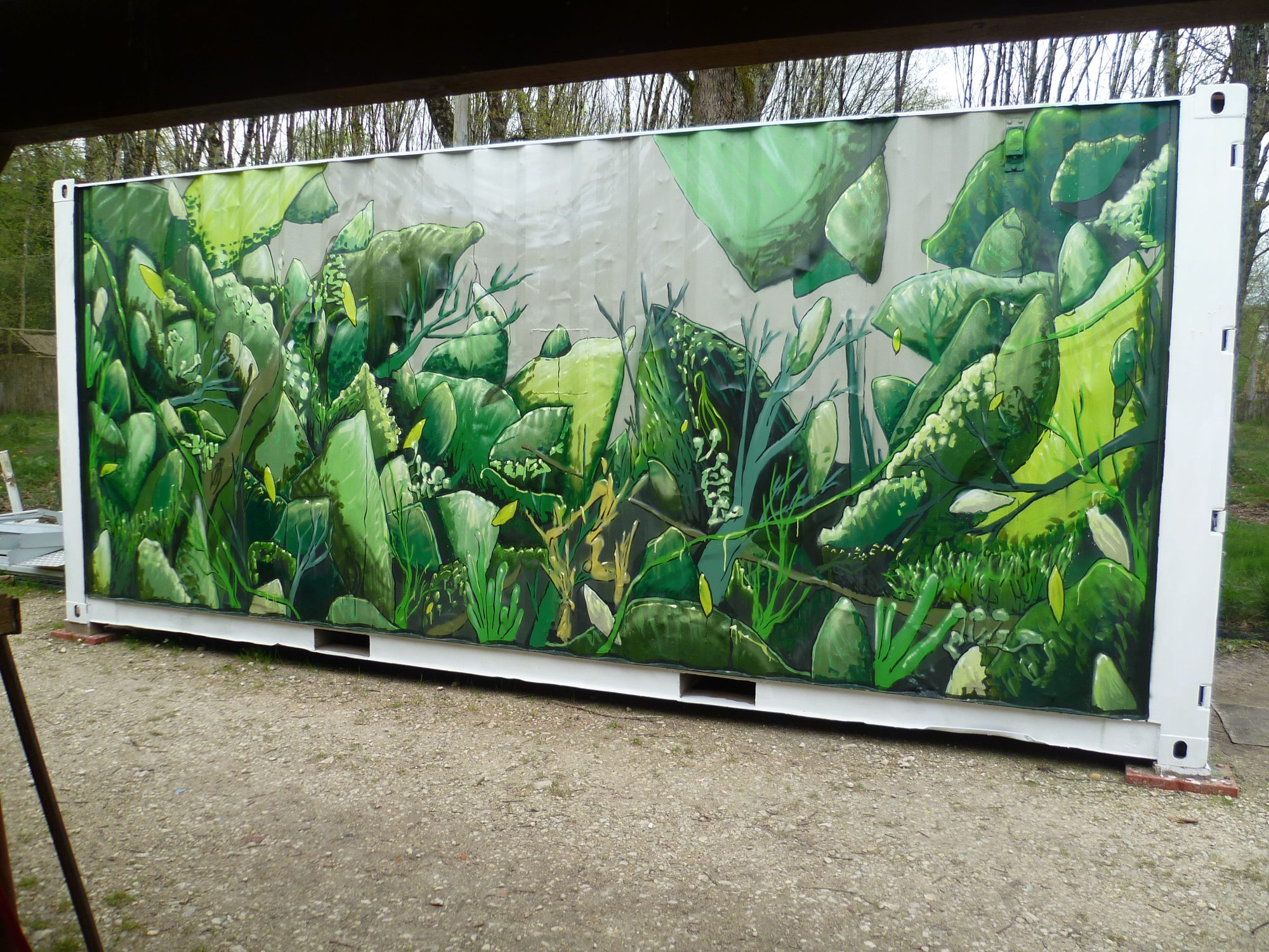 Lush Vegetation on Container #neurabf — Street art in Boulazac Isle Manoire