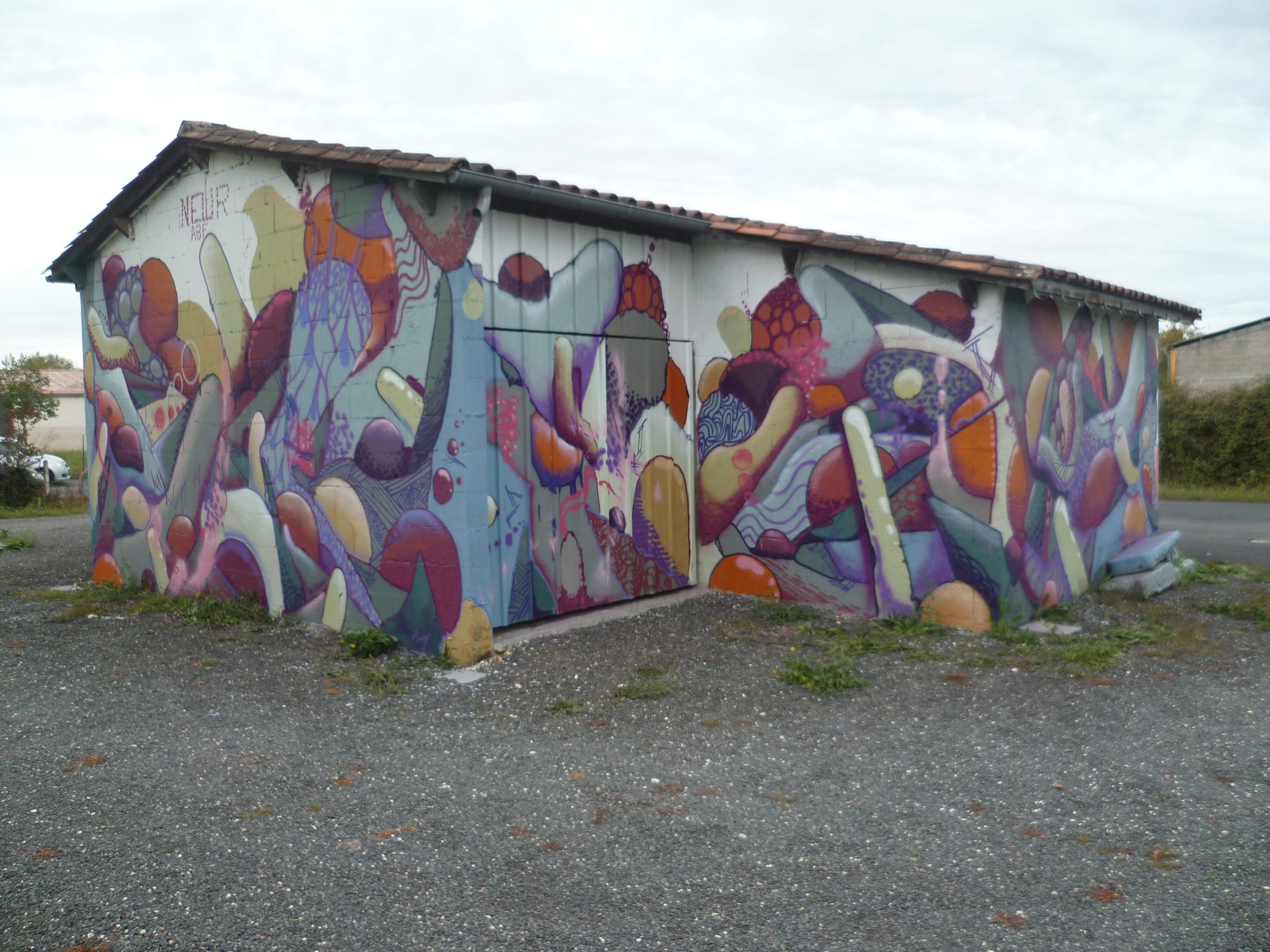 Organic Mural on Rural Barn — Street art in Marsac-sur-l'Isle