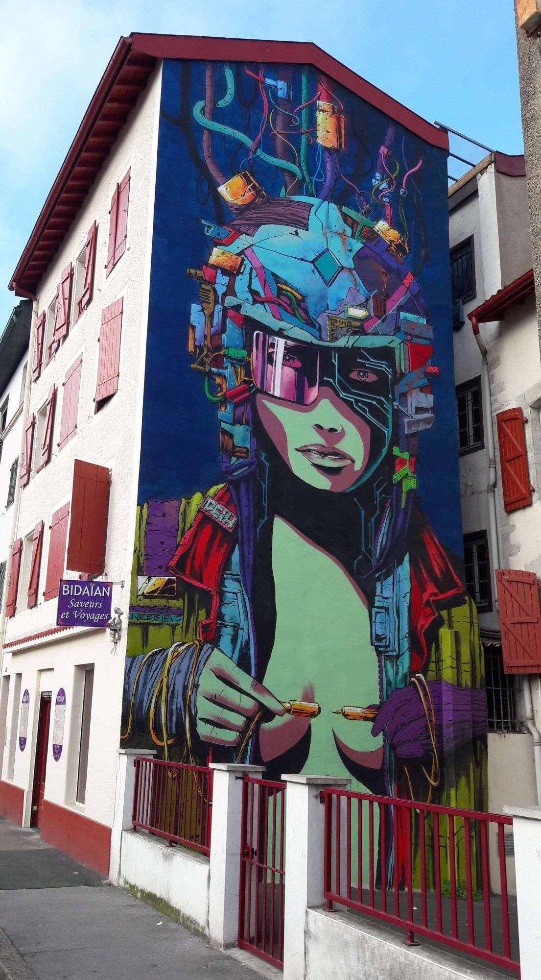 The Woman in a Visor with a Head Full of Machines — Street art by Deih xlf in Bayonne