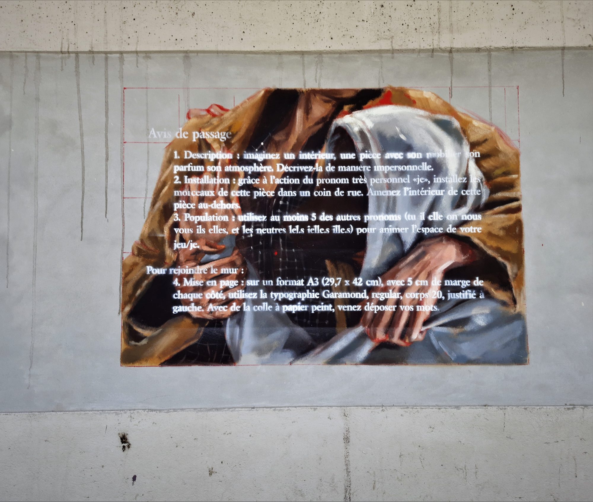 Portrait intimiste hyperréaliste — Street art de Rouge à Bordeaux