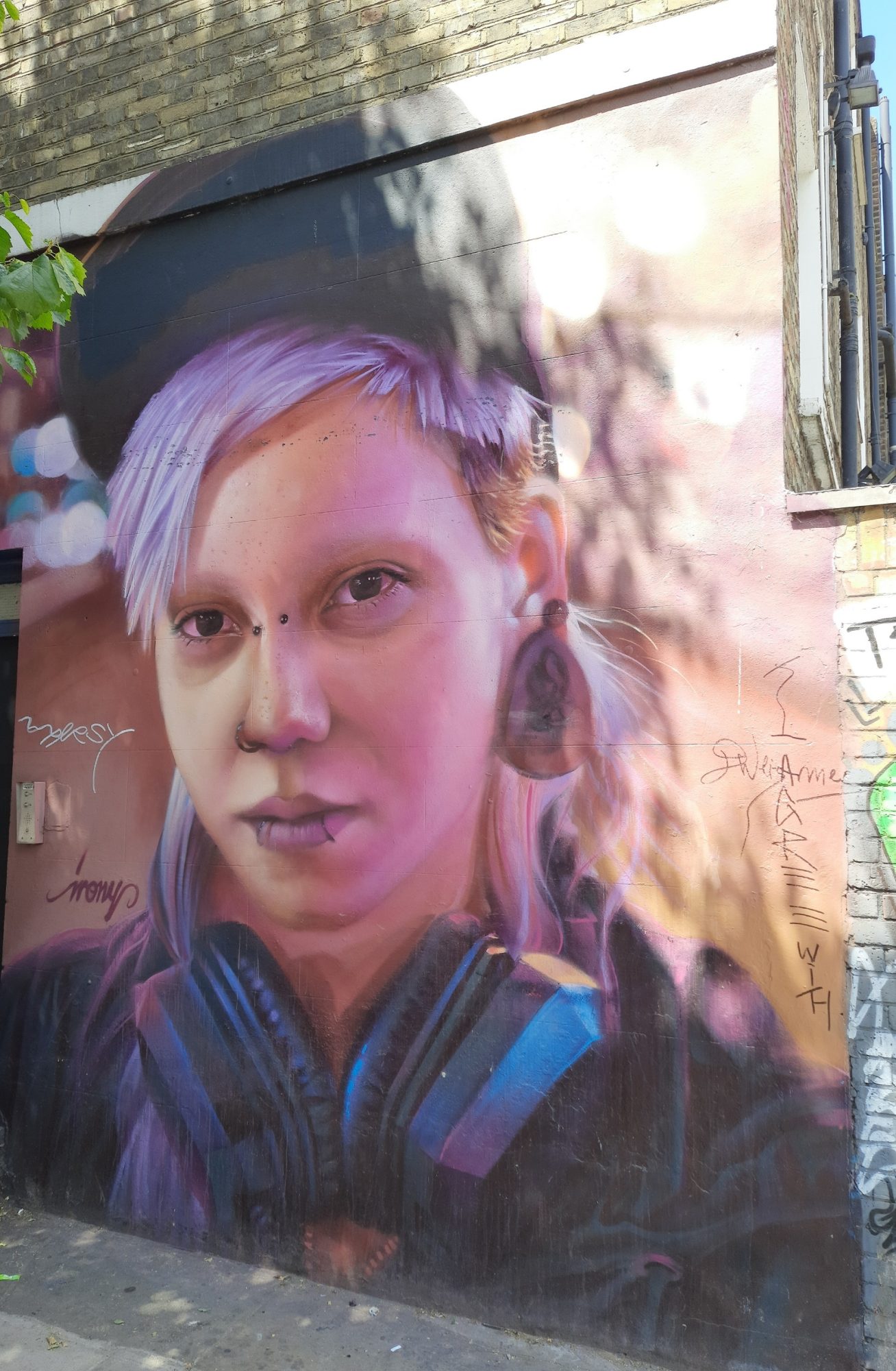 Portrait à la chevelure rose par IRONY — Street art de IRONY à London