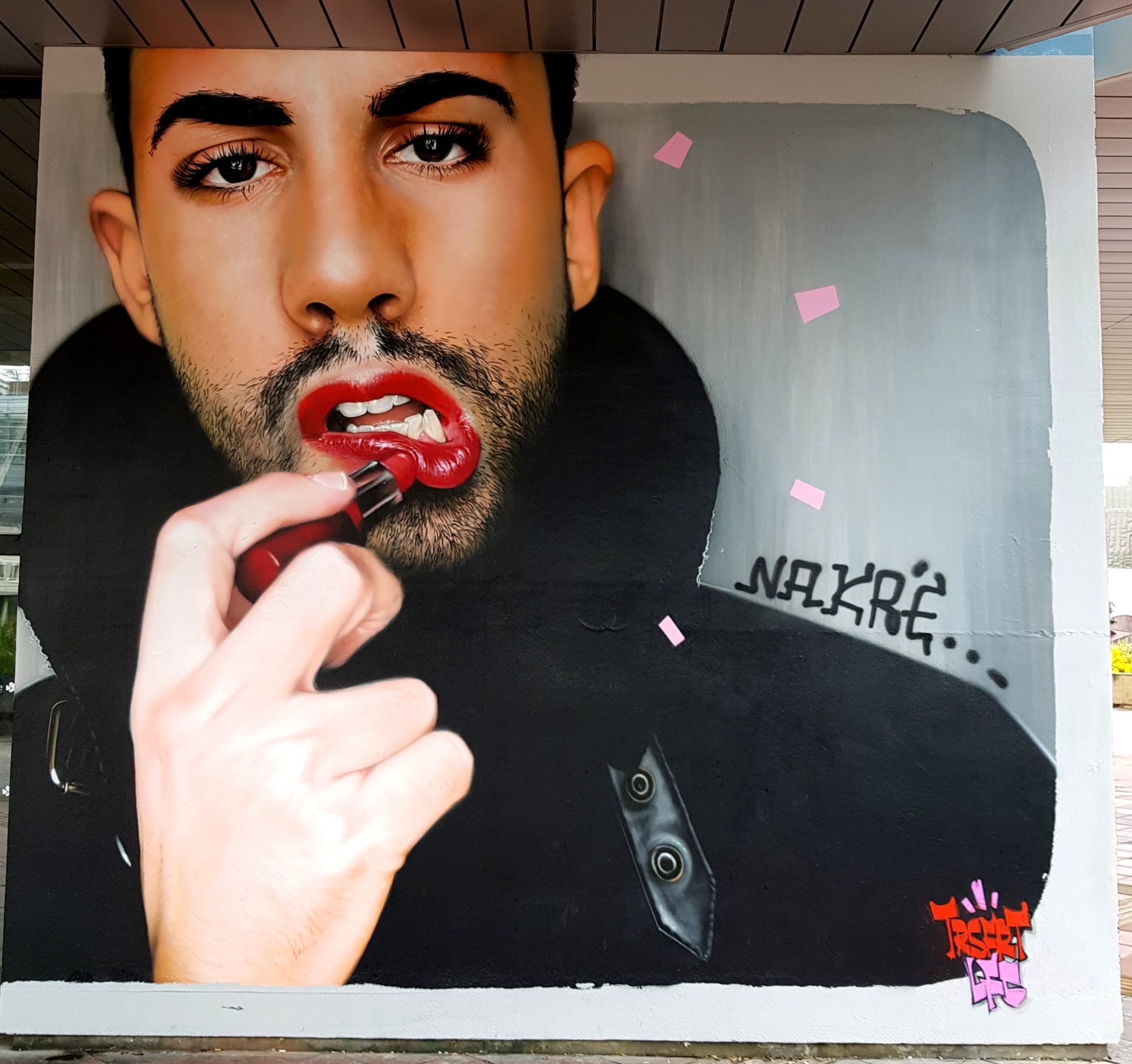Jean Rooble - Homme au rouge à lèvres — Street art de Jean Rooble à Bordeaux