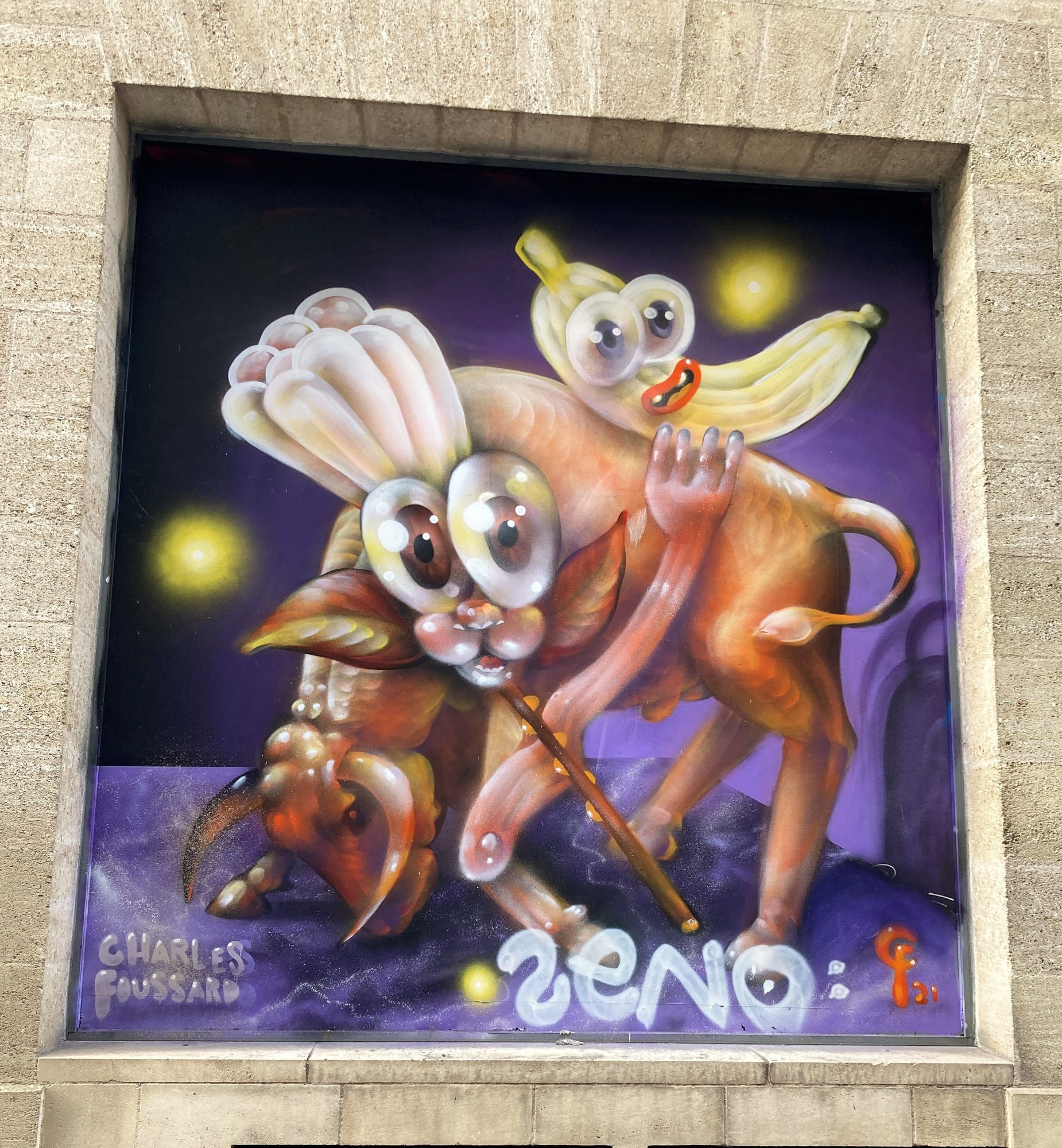 Créatures fantaisistes Zeno par Charles Foussard — Street art de Charles Foussard à Bordeaux