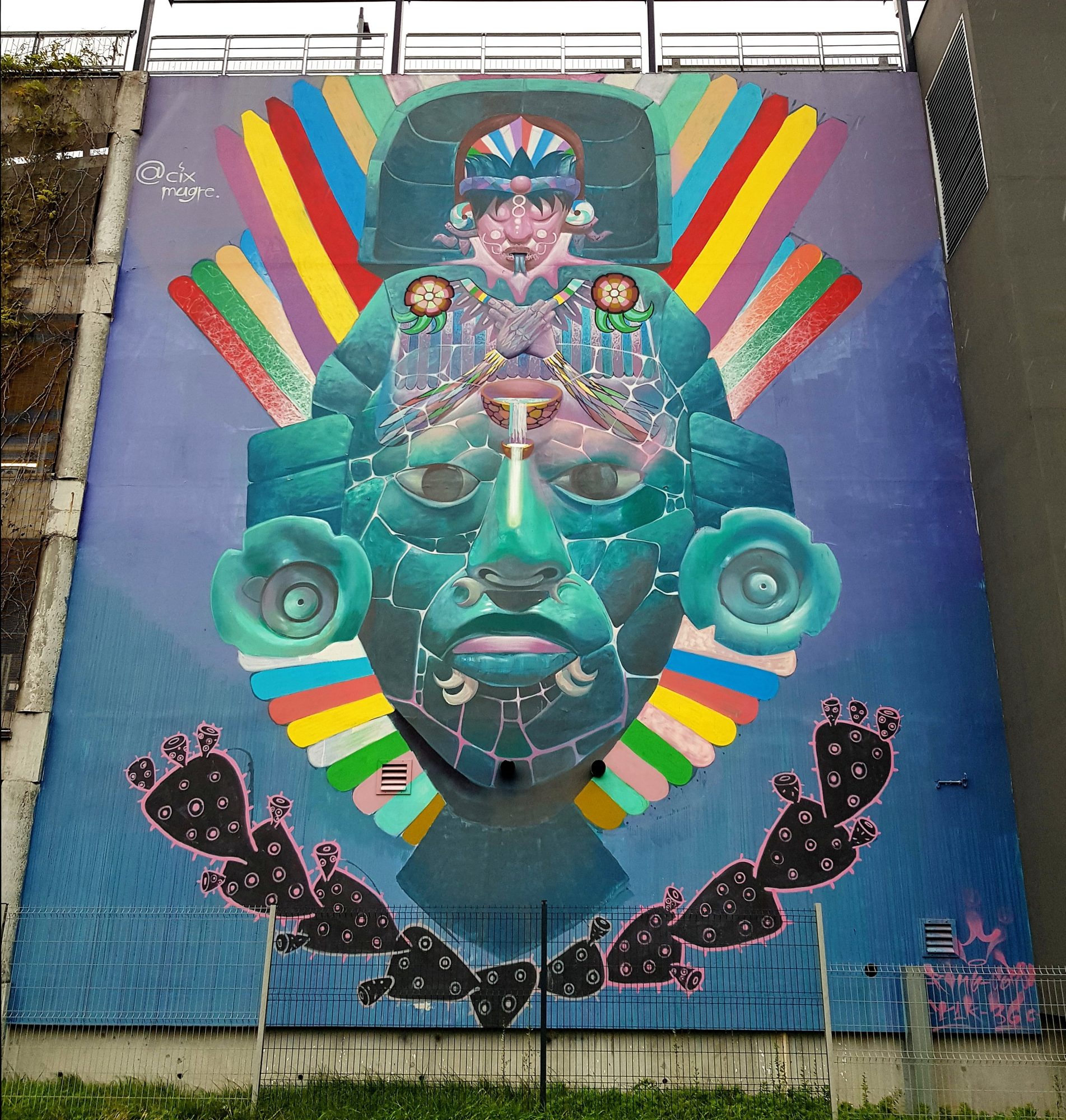 Aztec deity by Cix Mugre — Street art by Cix Mugre in Le Bouscat