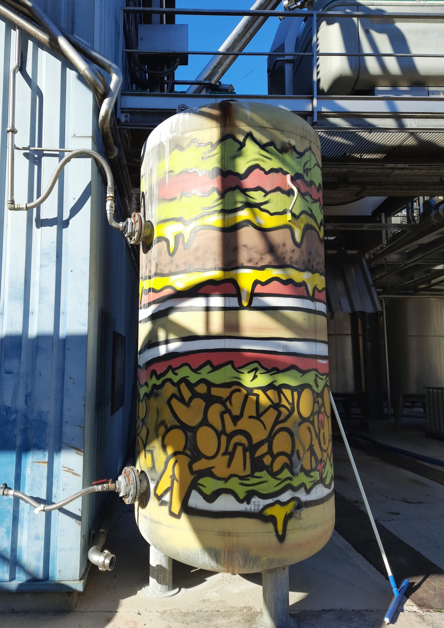 Giant Hamburger on Tank by Jace — Street art by Jace in Puilacher