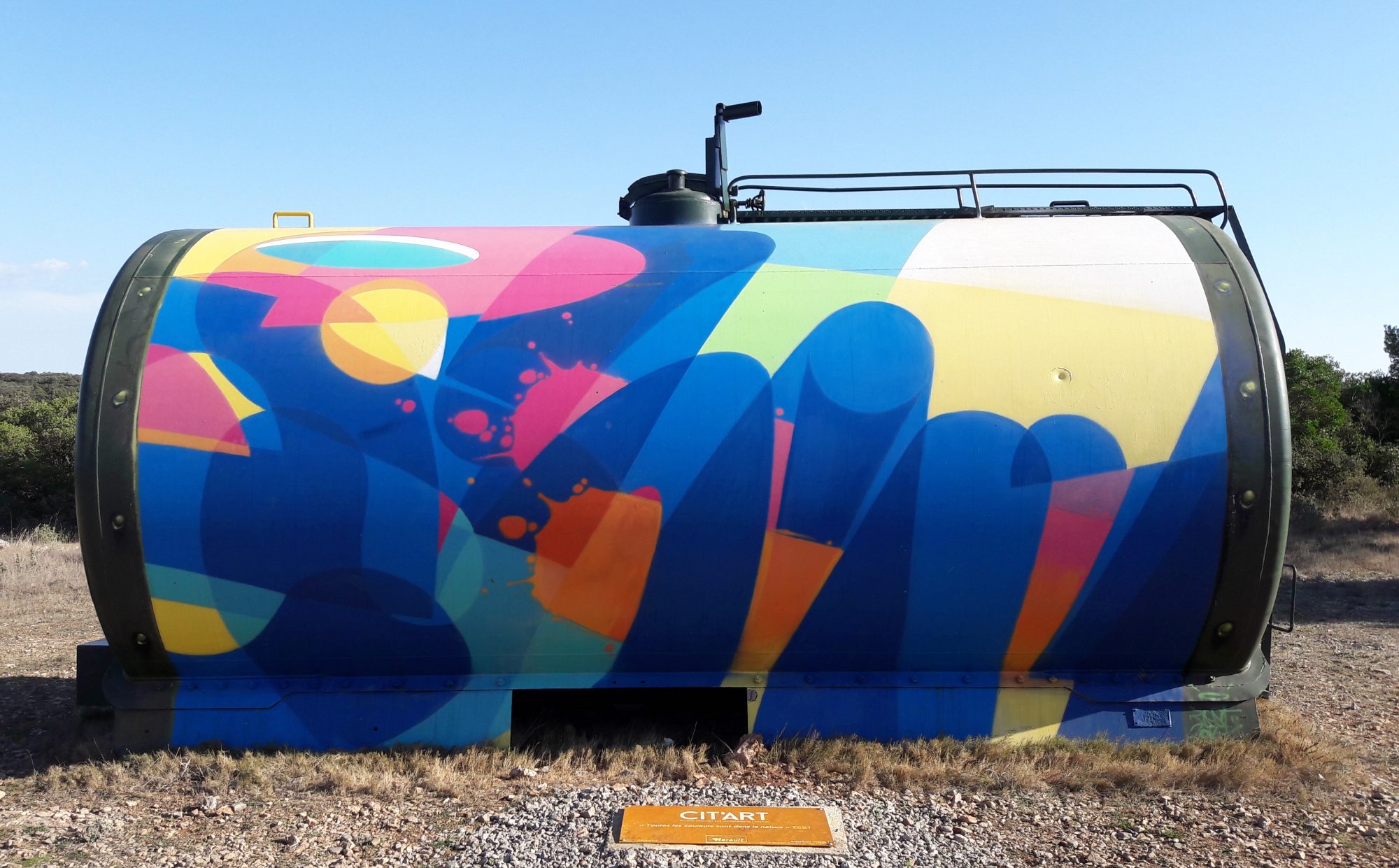 Zest's Colorful Abstraction on Tank — Street art by Zest (Franck Noto) in Gigean