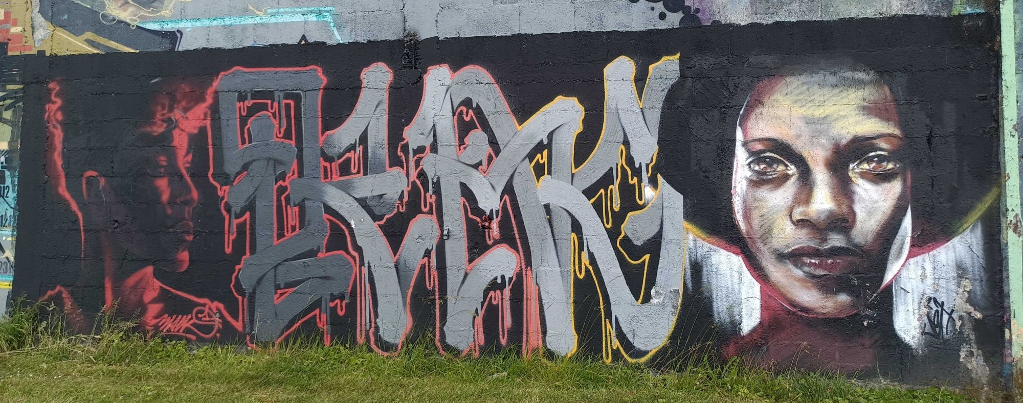 Fresque Harry - portrait et lettrages par Jef — Street art de Jef à Redon
