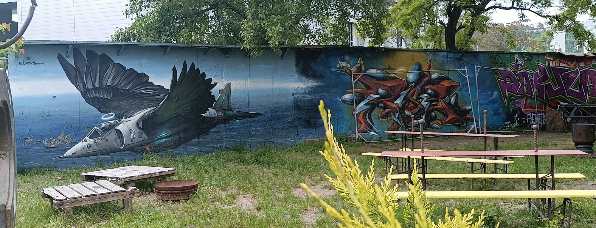 Fallen Angel Jet — Street art by Caer8th in Prague