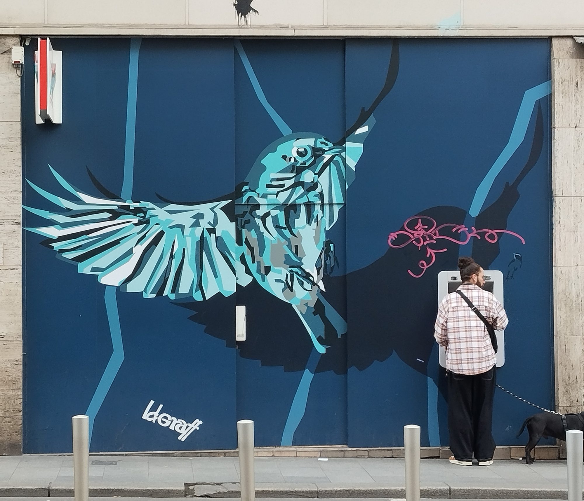 Oiseau Bleu Stylisé — Street art à Bordeaux
