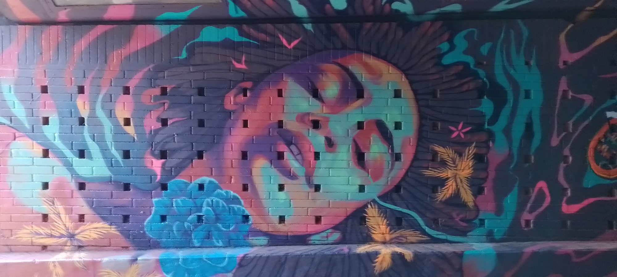 Feminine Face in Latin Colors — Street art in Toulouse