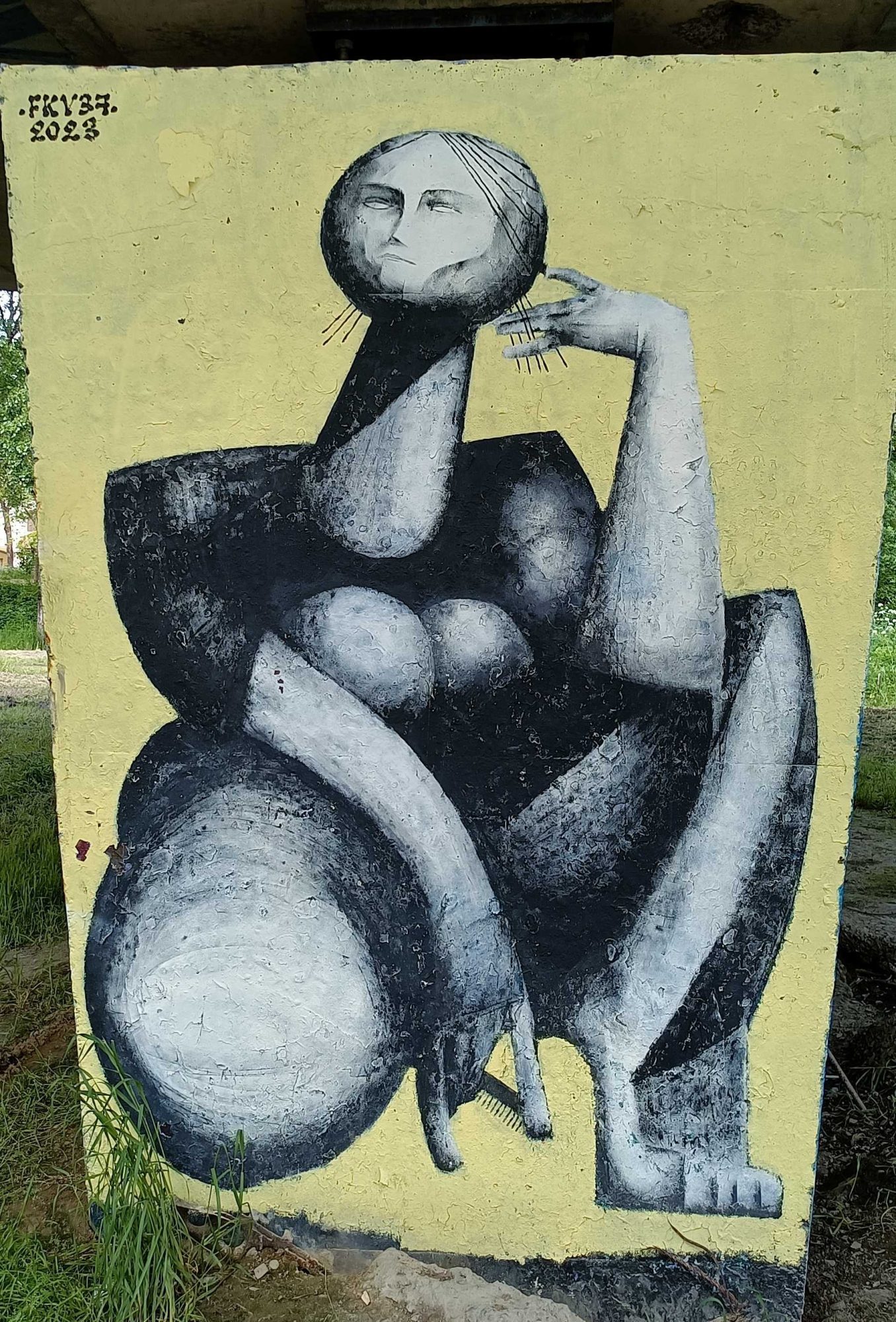 The Cubist Bather — Street art by fkv37 (FUKOV37) in Rezé