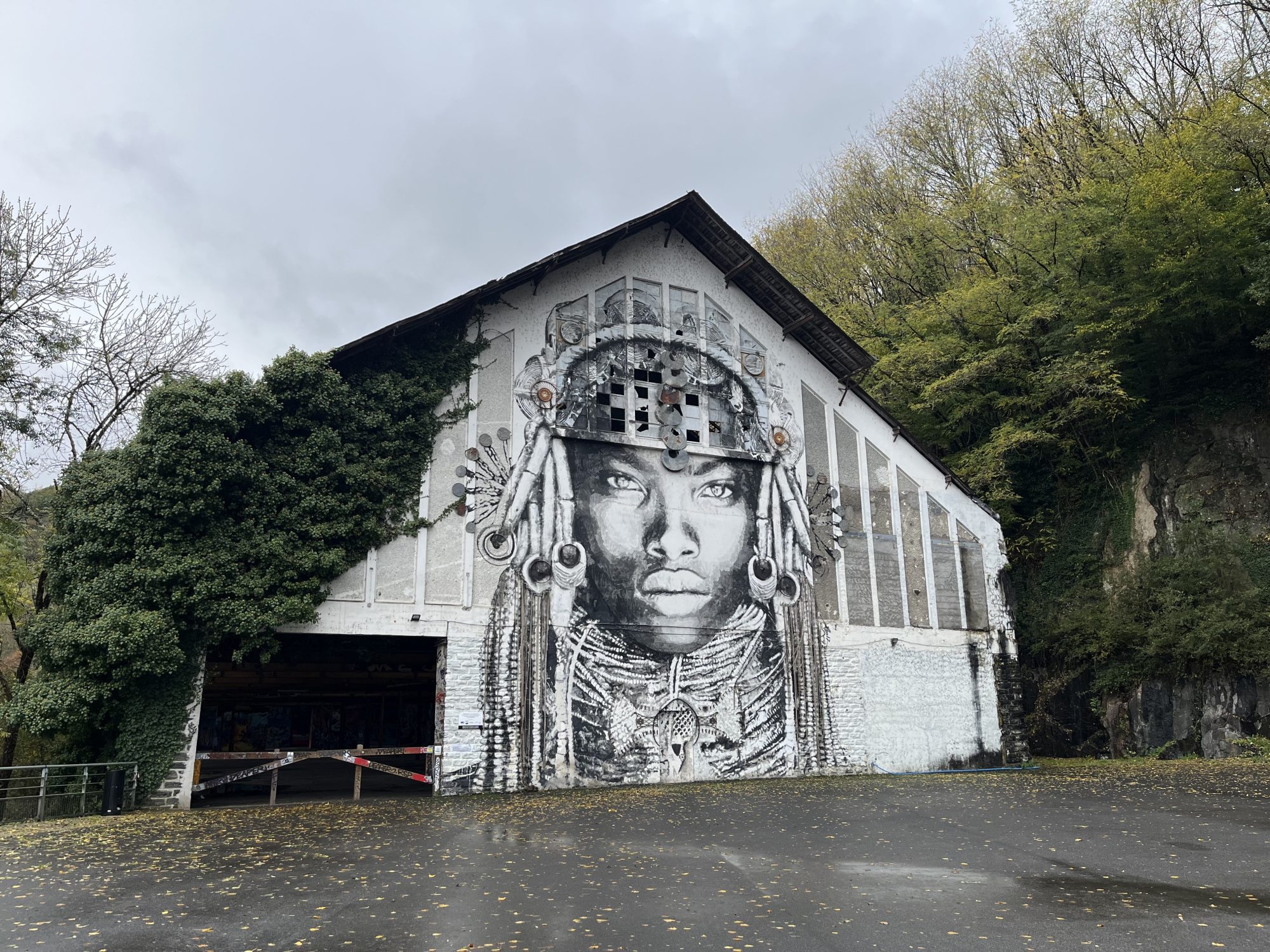 Monumental Tribal Portrait by YZ — Street art by YZ in Uzerche