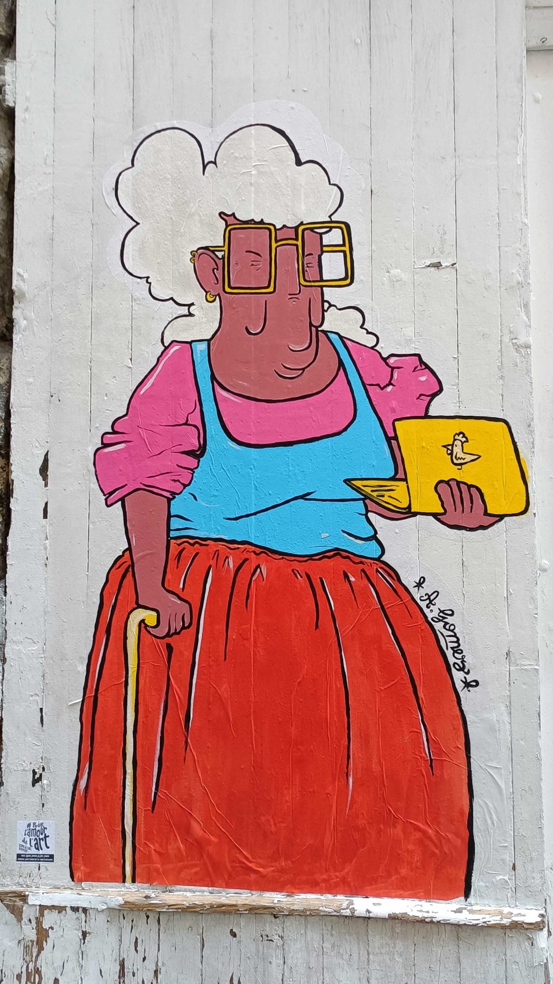 Grand-mère colorée à la tablette — Street art à Nantes