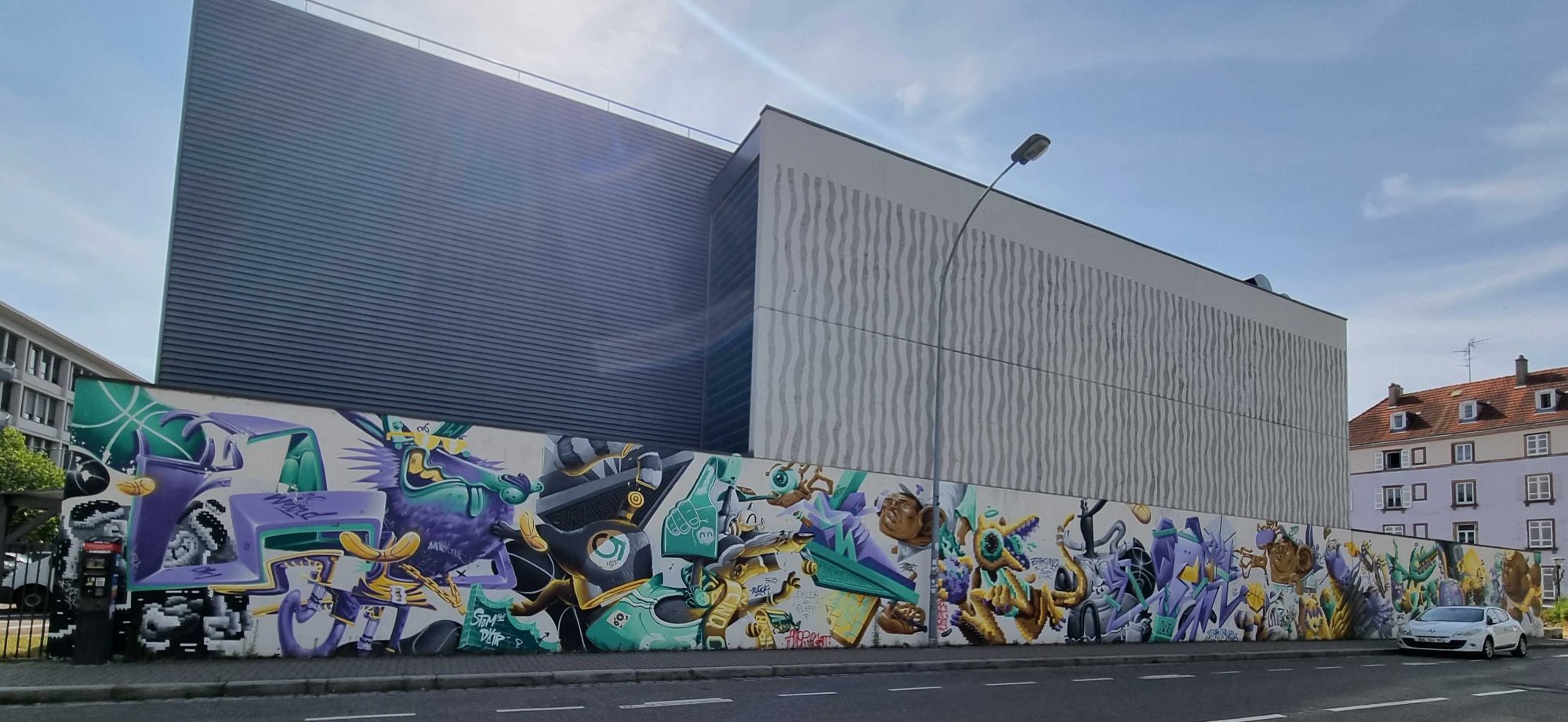 The Painted Wall of the Sports Hall — Street art by Stom500 in Strasbourg