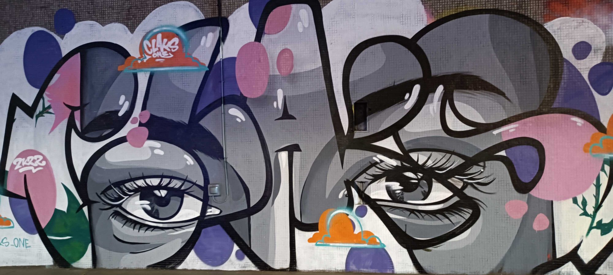 Eyes in Grey and Pink Wildstyle — Street art in Paris