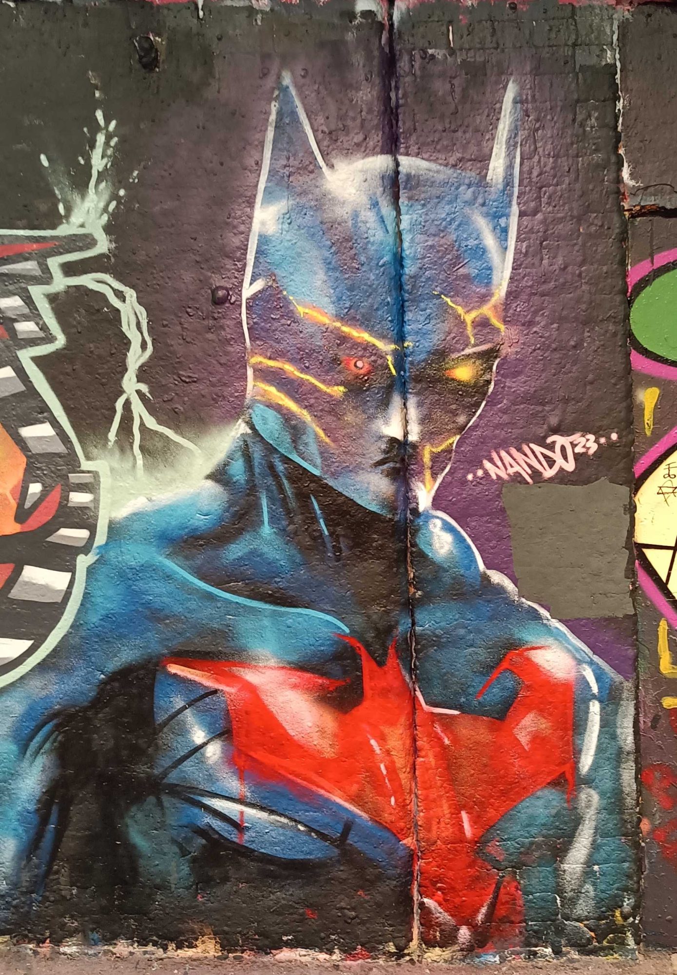 Winged creature with red heart — Street art in London