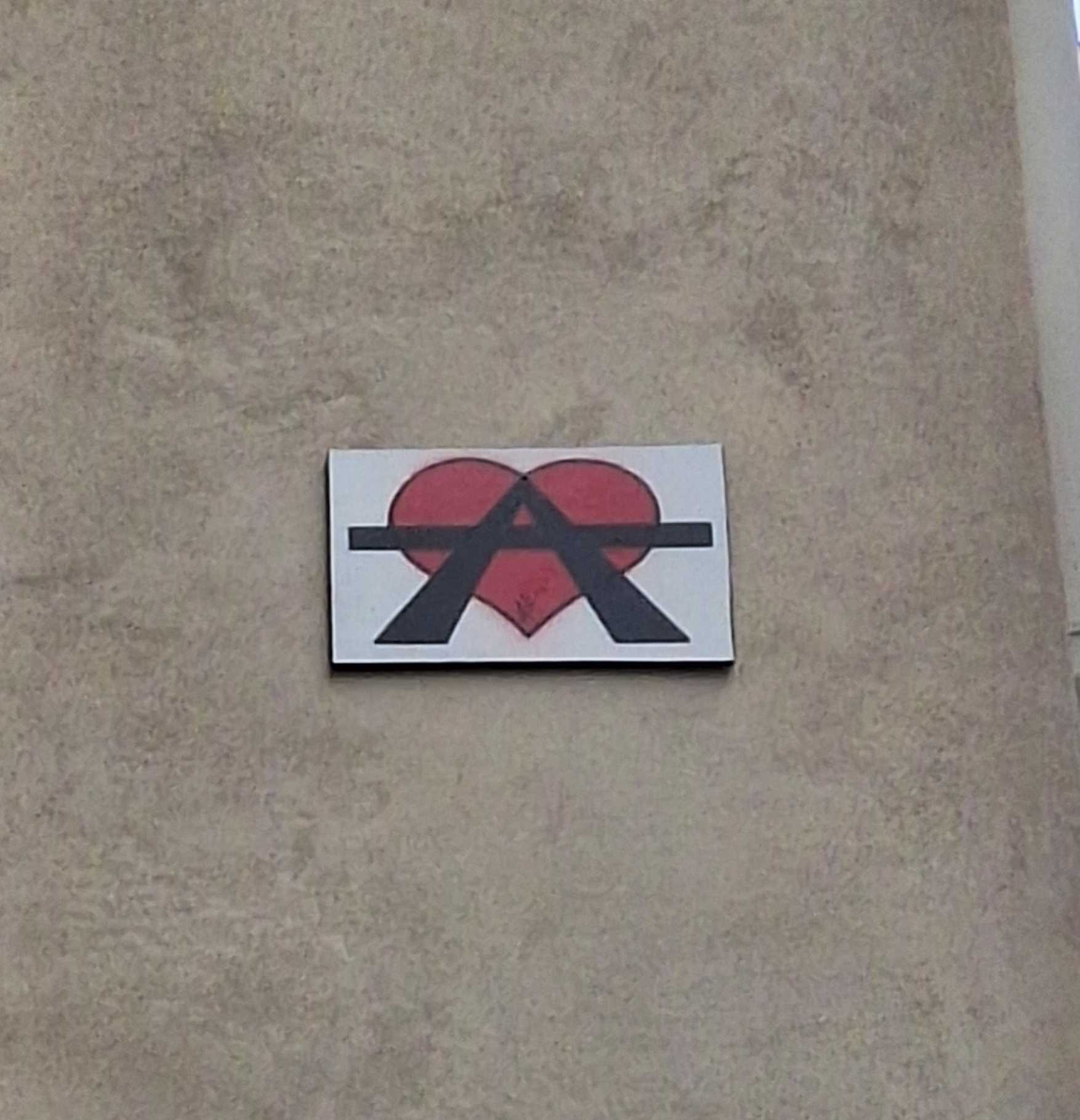 Red Heart with an Anarchist A — Street art by A2 in Paris