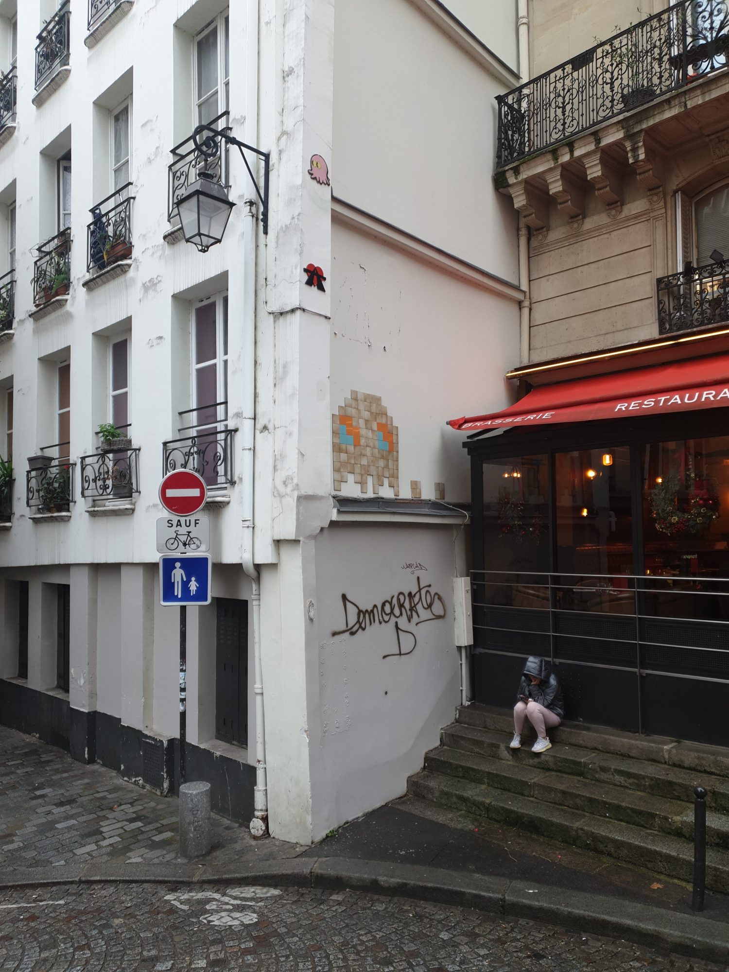 PA_528, Space Invader on Rue des Anglais — Street art by Invader, A2, Gzup in Paris