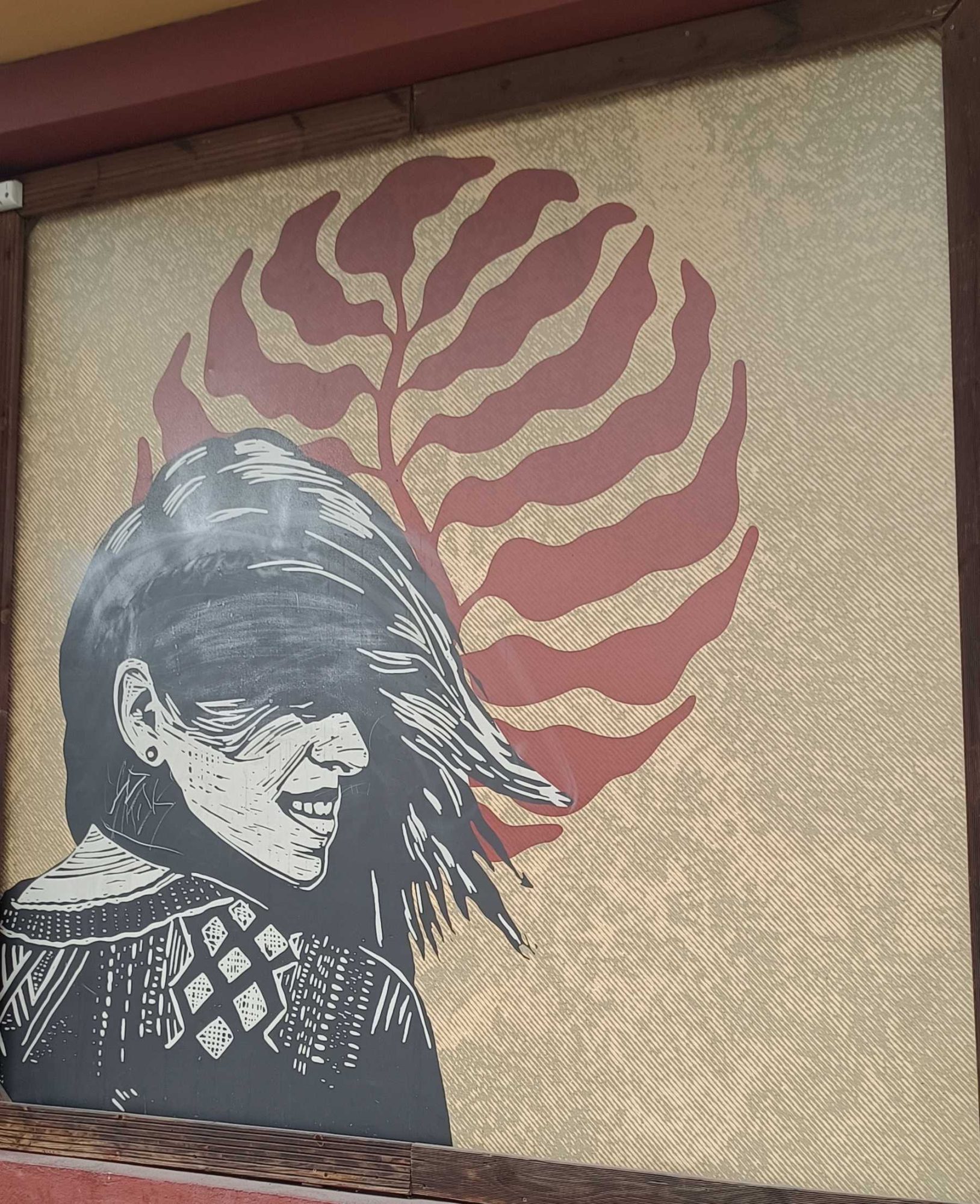 Woman and Leaf Engraving — Street art in Prague