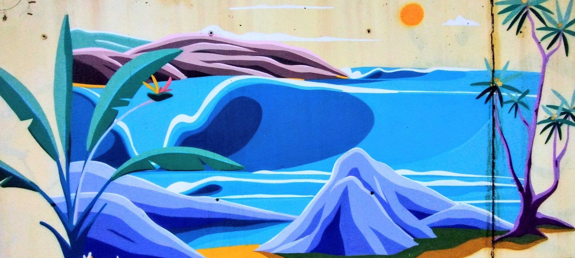 Paysage tropical stylisé — Street art à Saint-Paul