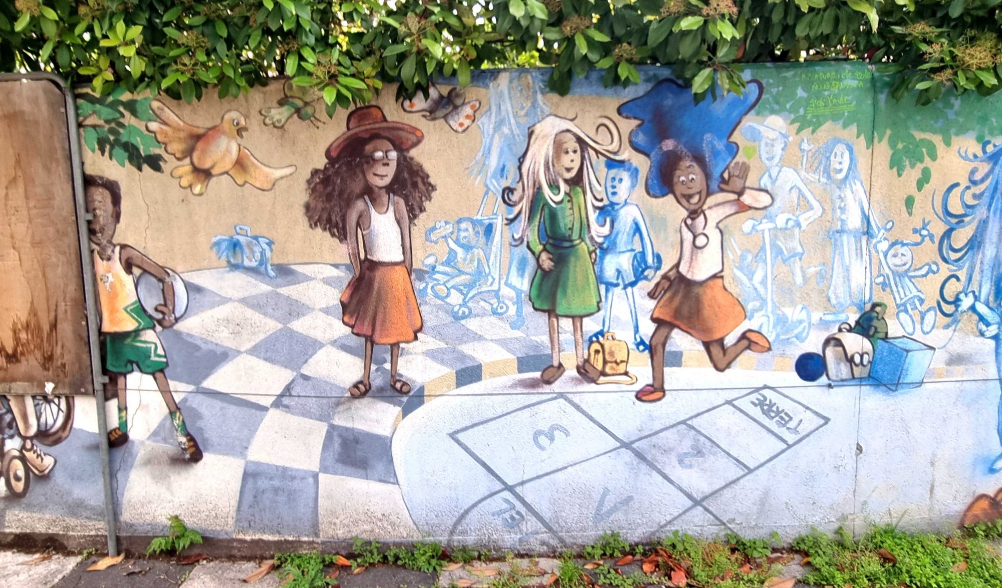 Children Playing Hopscotch — Street art in Grenoble