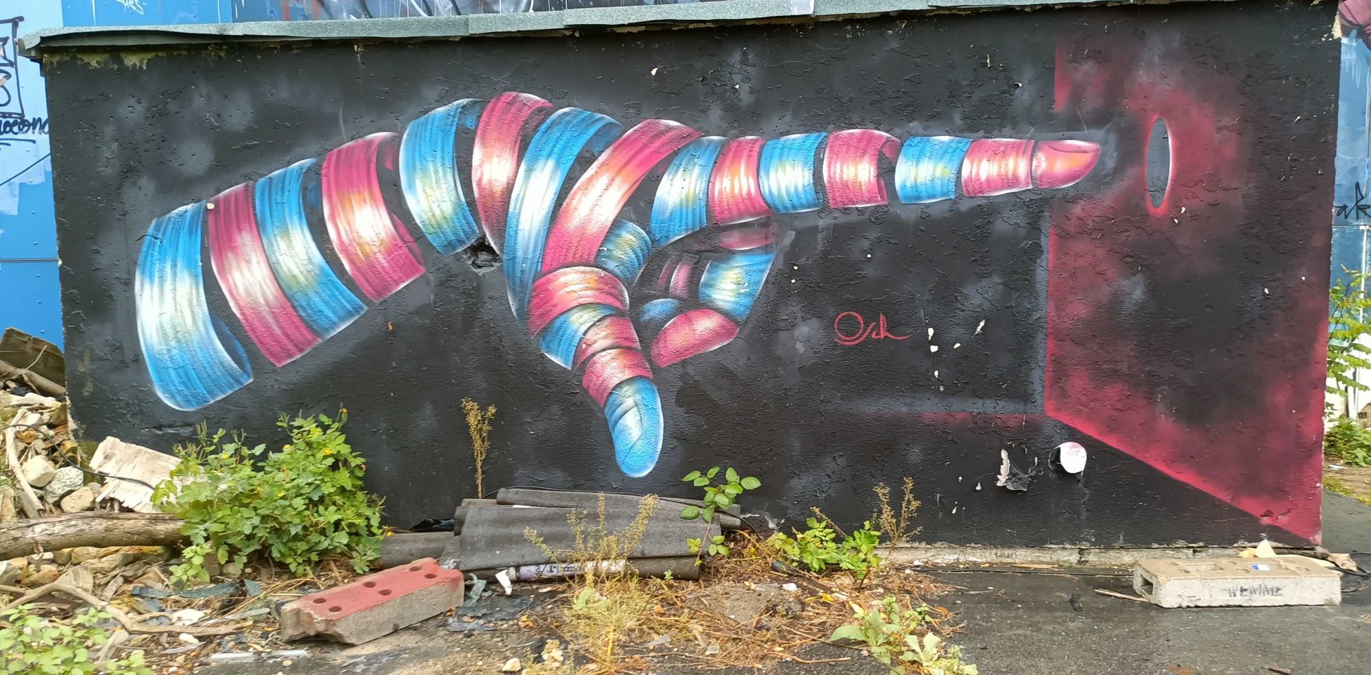 Striped Pointing Hand, Berlin — Street art by Otto Schade in Berlin
