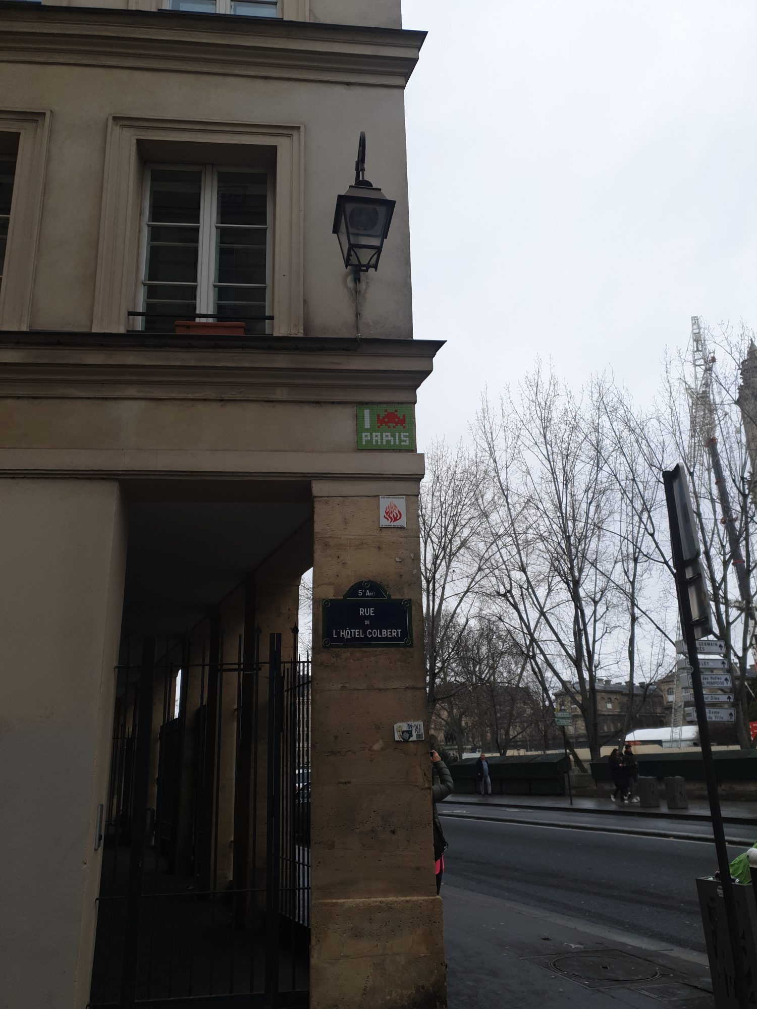 I Love Paris in Green Mosaic — Street art by Invader in Paris
