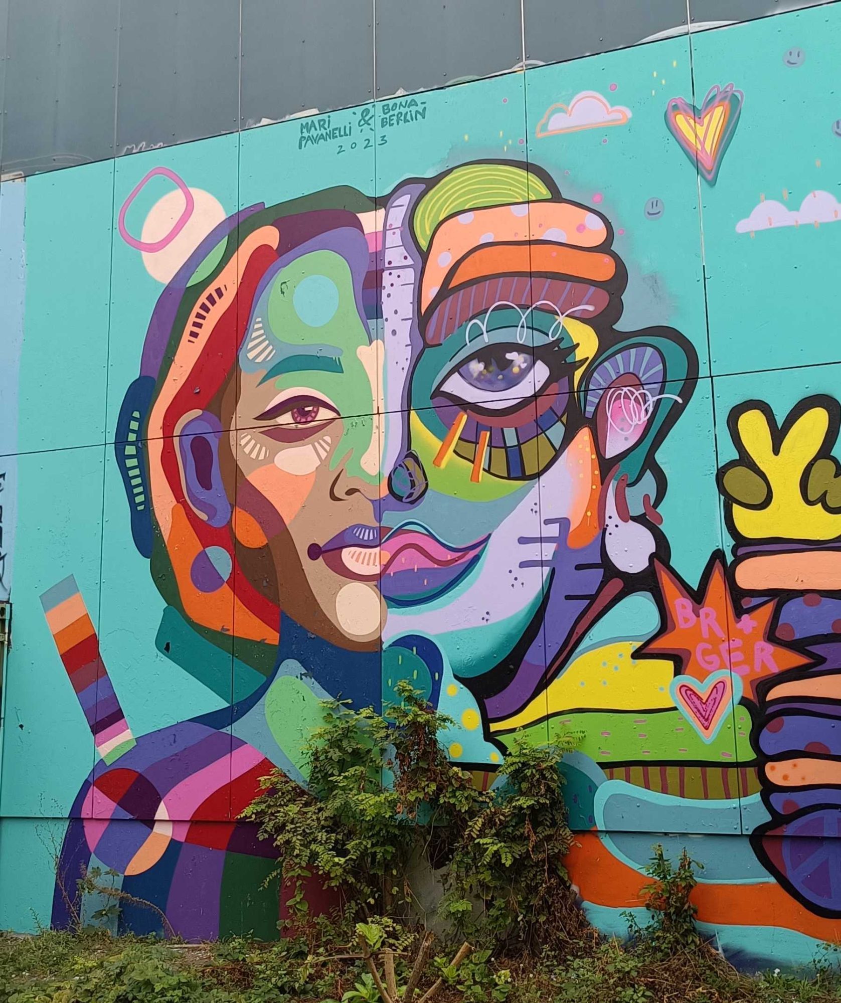 Colourful Female Portrait by Mariana Pavanelli and Bona Berlin — Street art by Mariana Pavanelli, Bona Berlin in Berlin