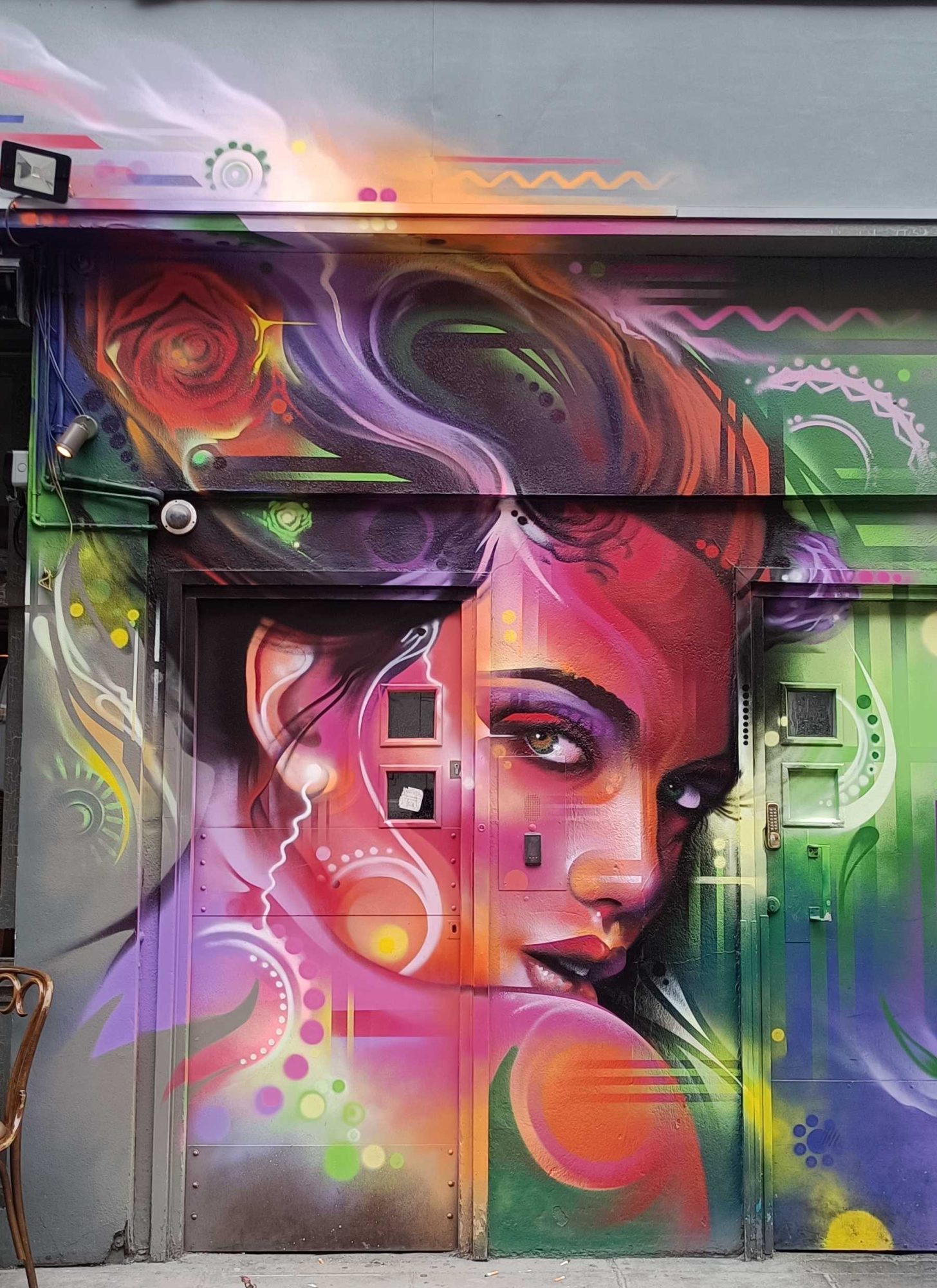 Neon Face — Street art by Mr CENZ in London