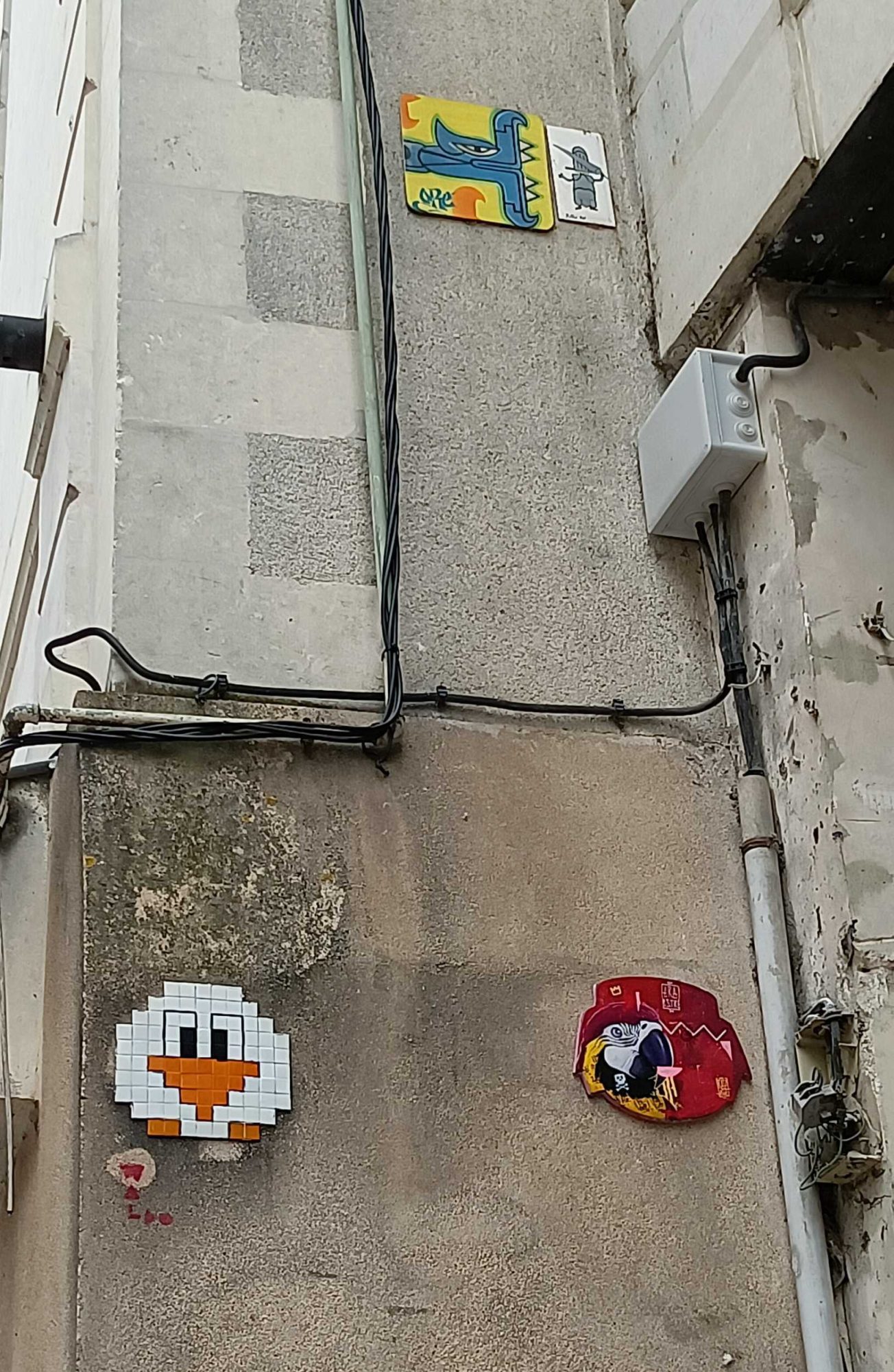 Trio of Stickers by Oré, Angers — Street art by Oré, Fast Freak, Waldo in Angers
