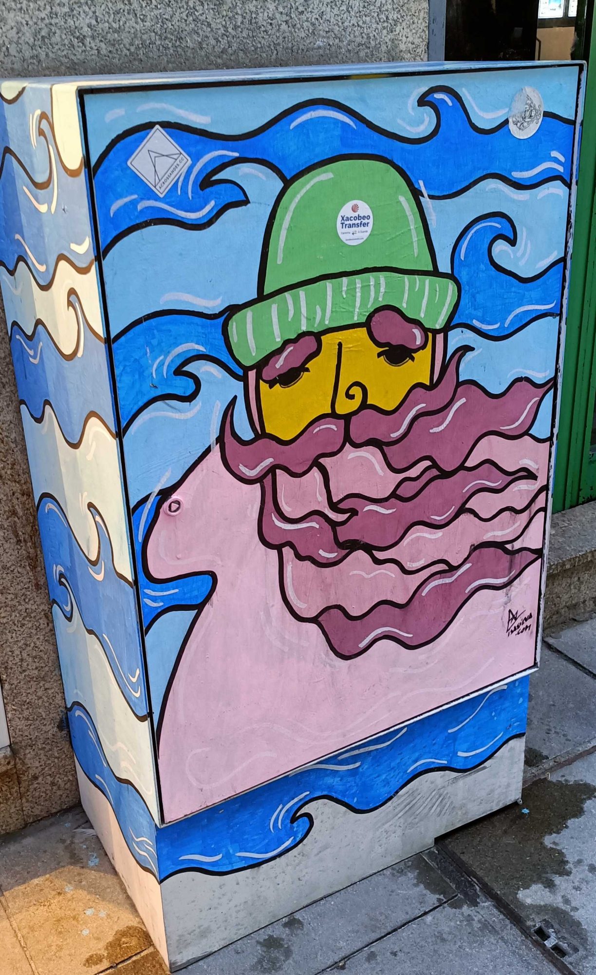 Bearded Sailor Among the Waves — Street art in Porto