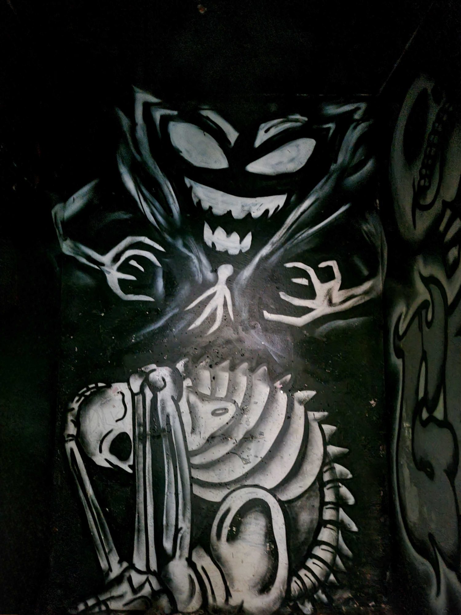 The Demon above the Skeleton — Street art in Grenoble