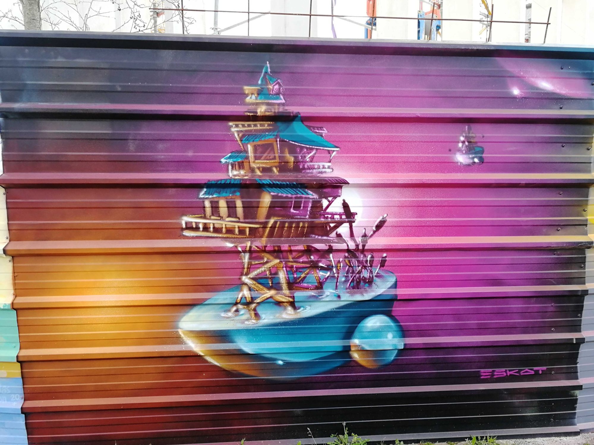 Île Flottante Futuriste par Eskat — Street art de Eskat à Nantes