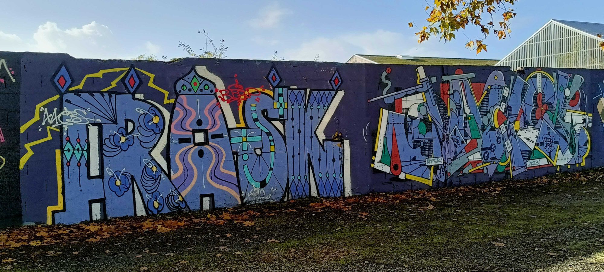 Blue Letters with Ornate Domes — Street art in Nantes