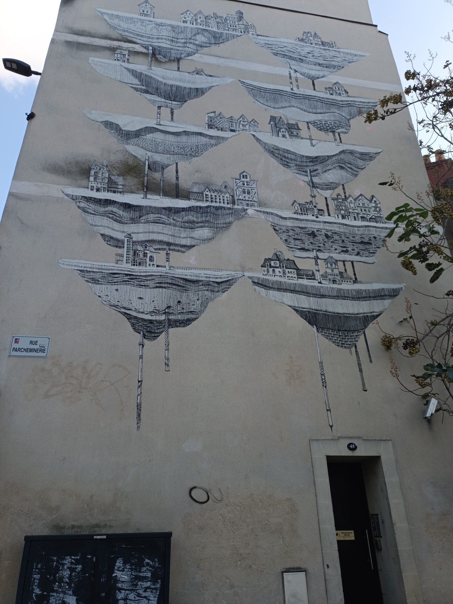 Floating Islands with Miniature Cities by Daniel Munoz — Street art by Daniel Muñoz in Angers