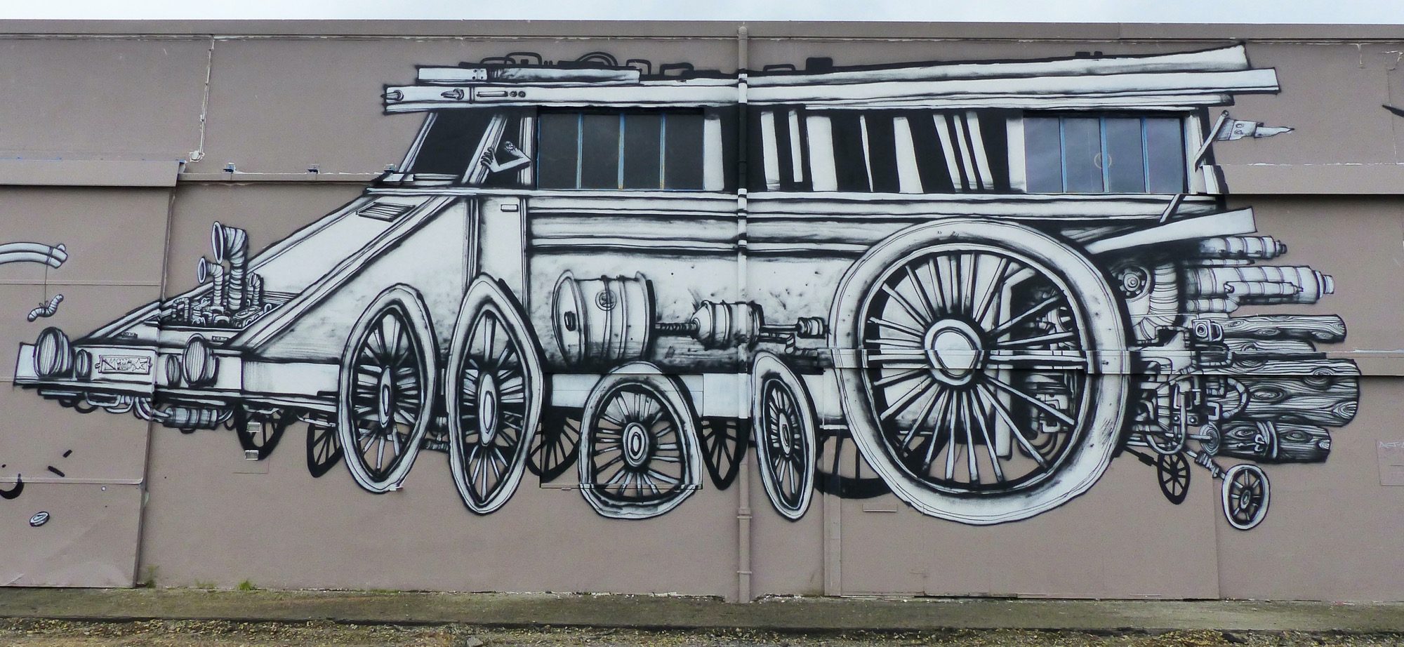 Exploded Locomotive — Street art by Semor, Ador in Nantes
