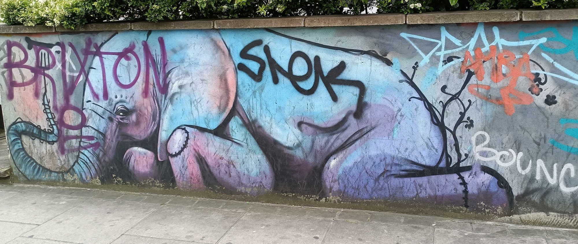 Reclining elephant — Street art by Falko One in London