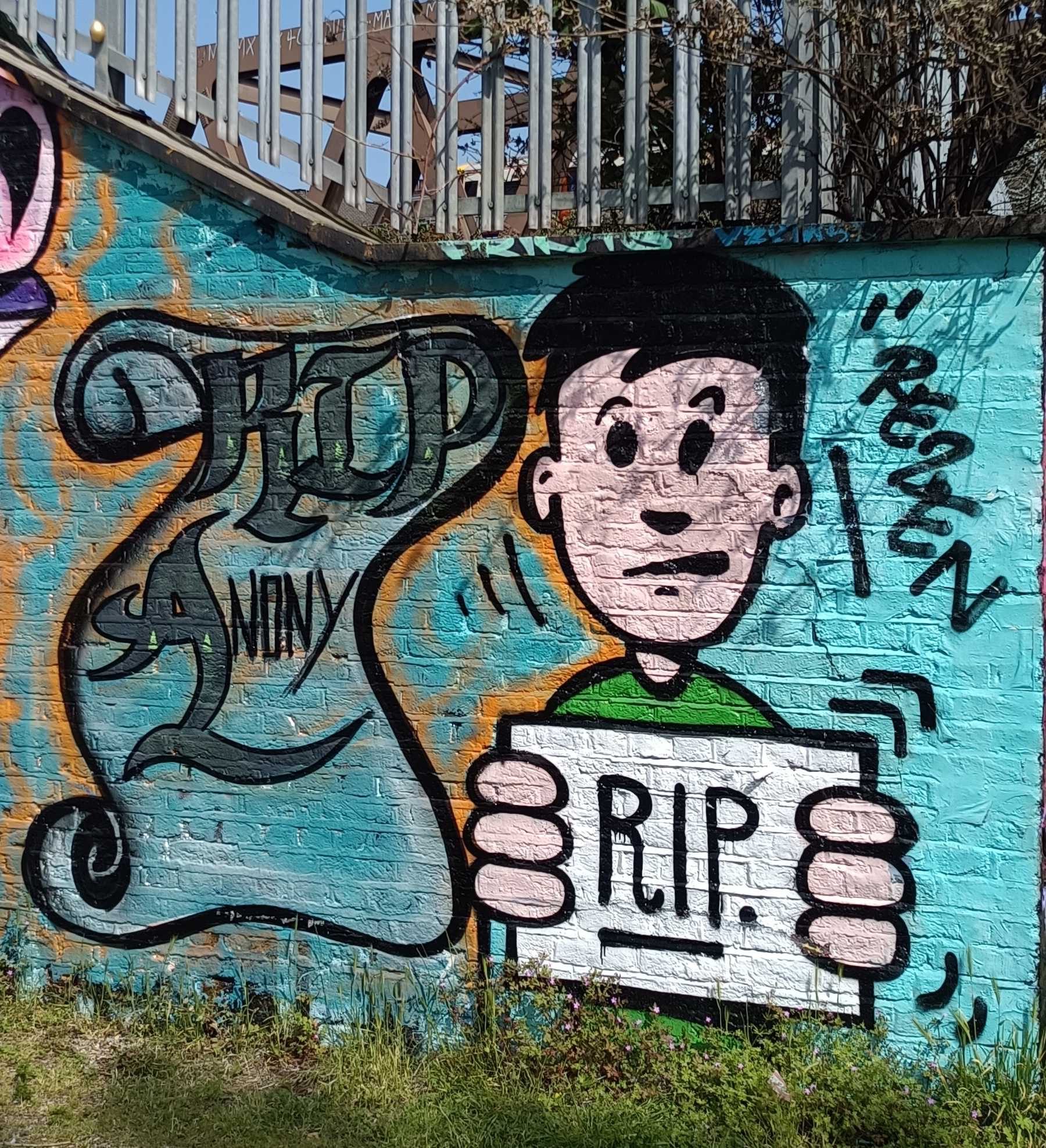 Cartoon Character RIP Anony — Street art in London