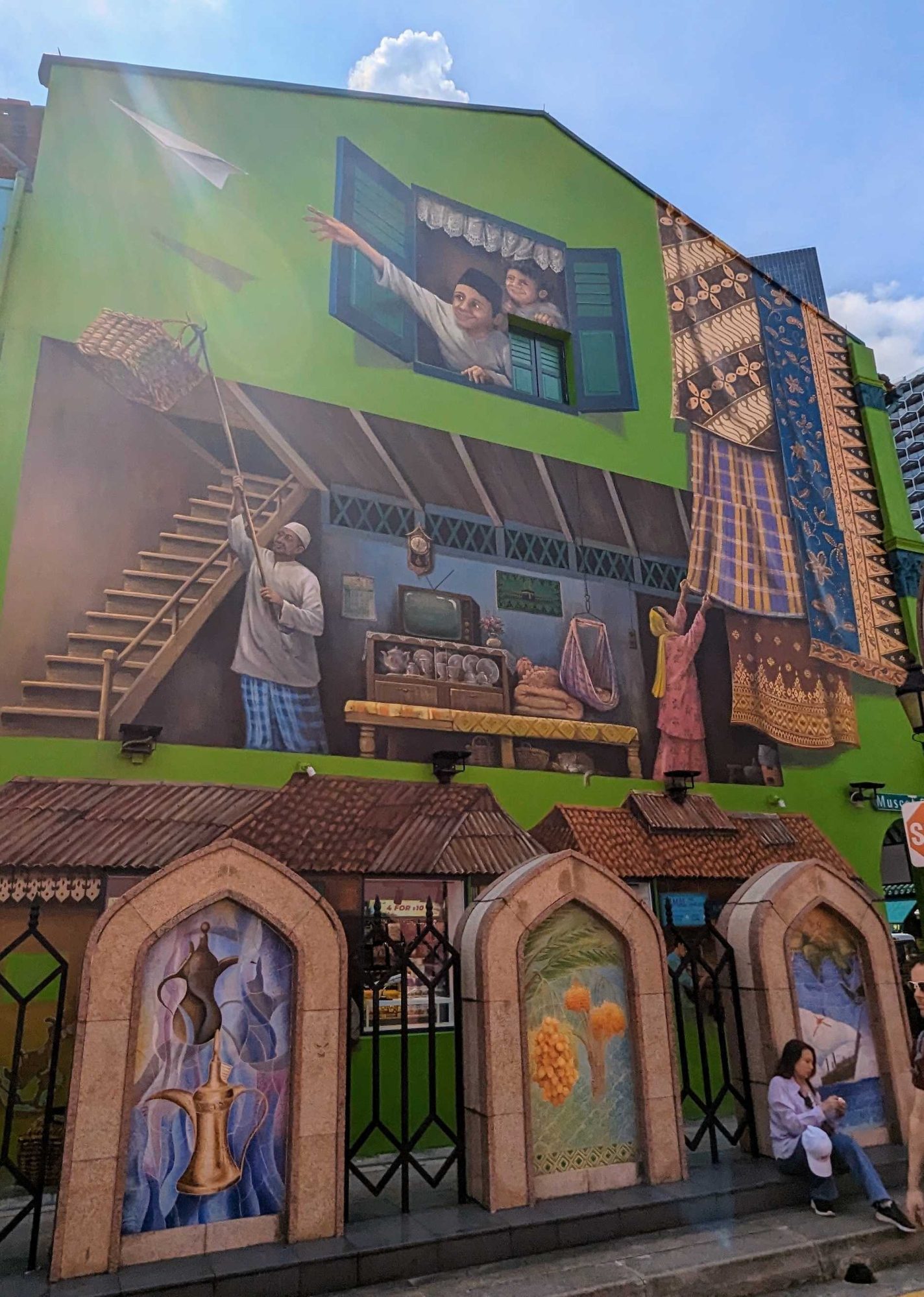 Detailed Asian Architecture — Street art by Yip Yew Chong in Singapore