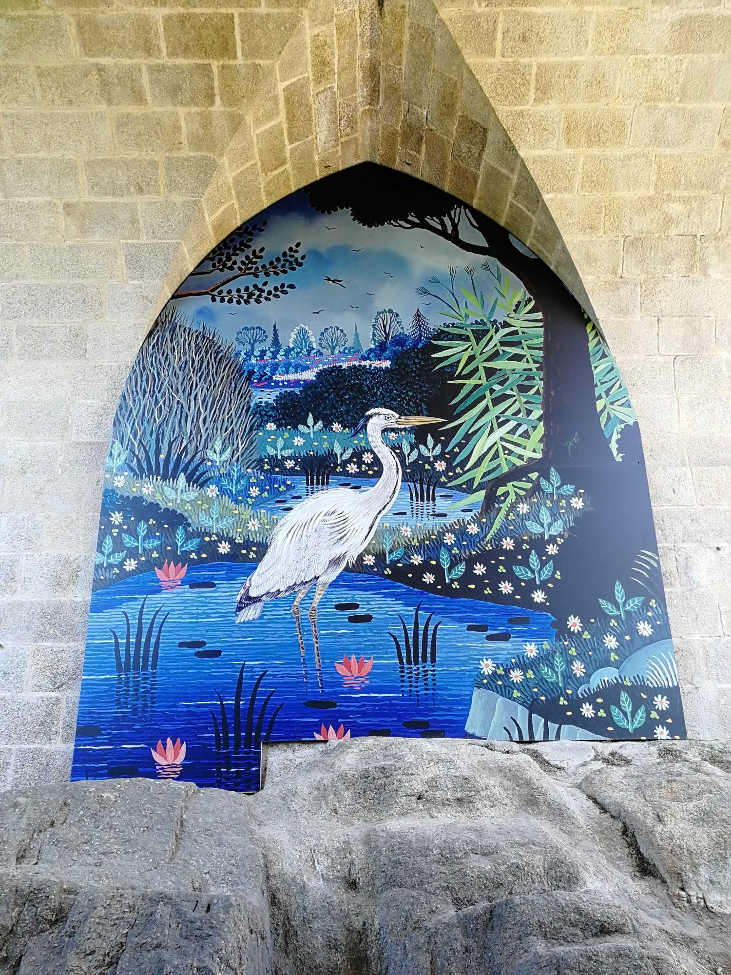 Heron in Marshland Clisson — Street art in Clisson