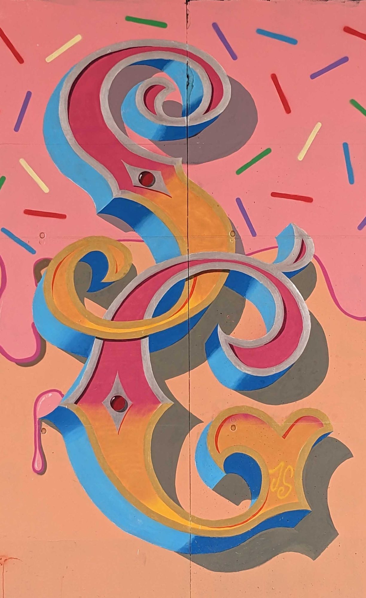 Lettres calligraphiques à volutes — Street art à Soyons
