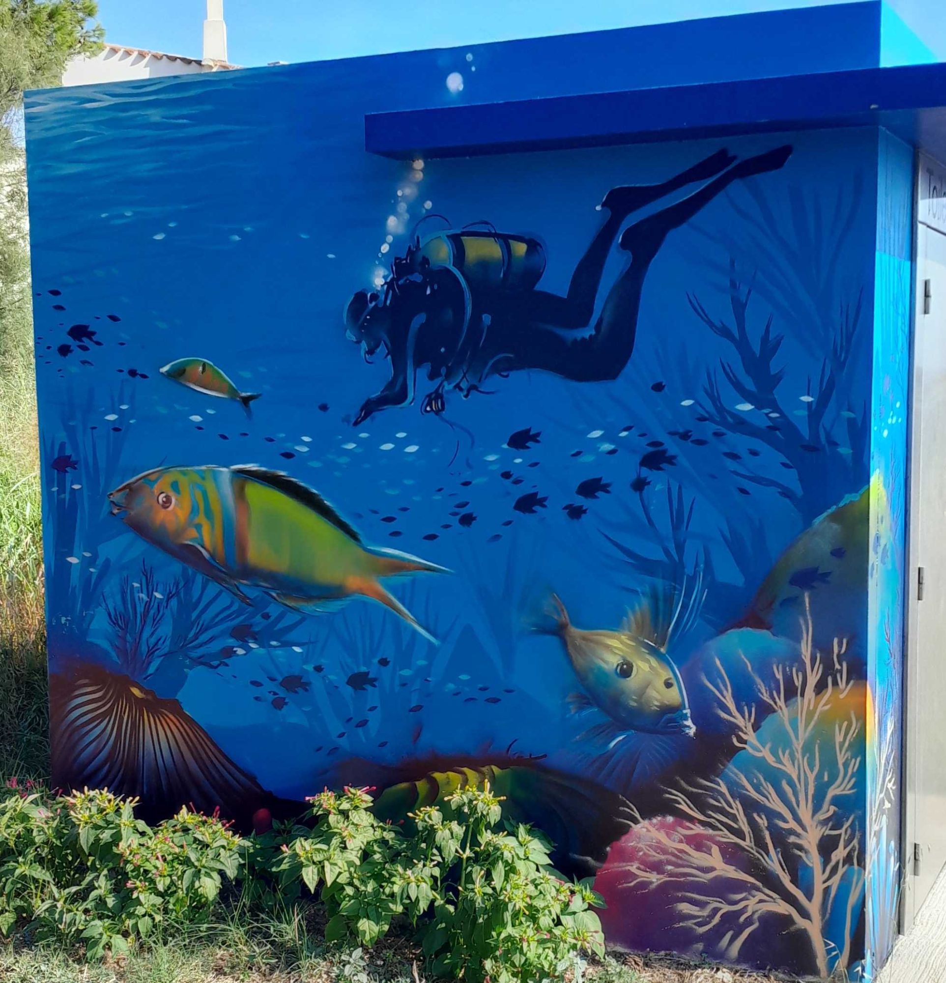 Le mérou et les plongeurs — Street art à Sausset-les-Pins