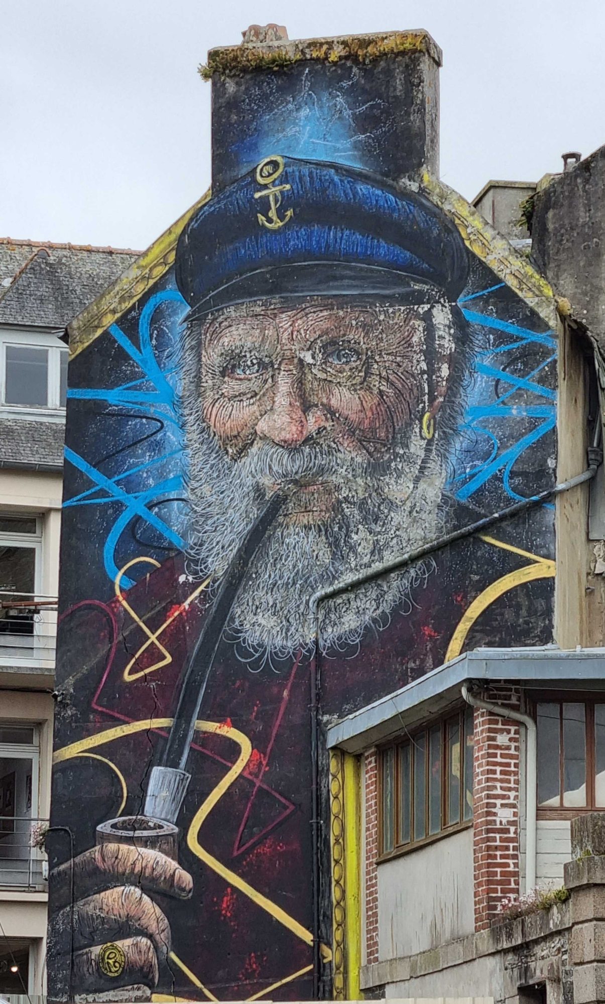 The Fisherman — Street art by Rast in Morlaix