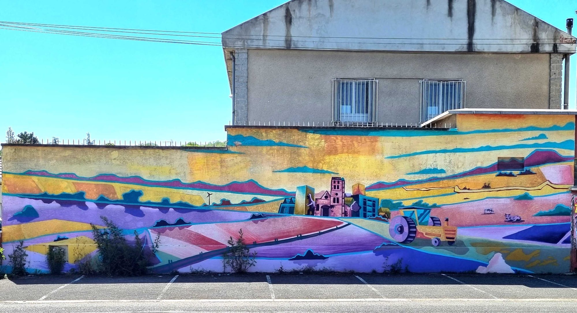Paysage stylisé de l'Allier — Street art à Gannat